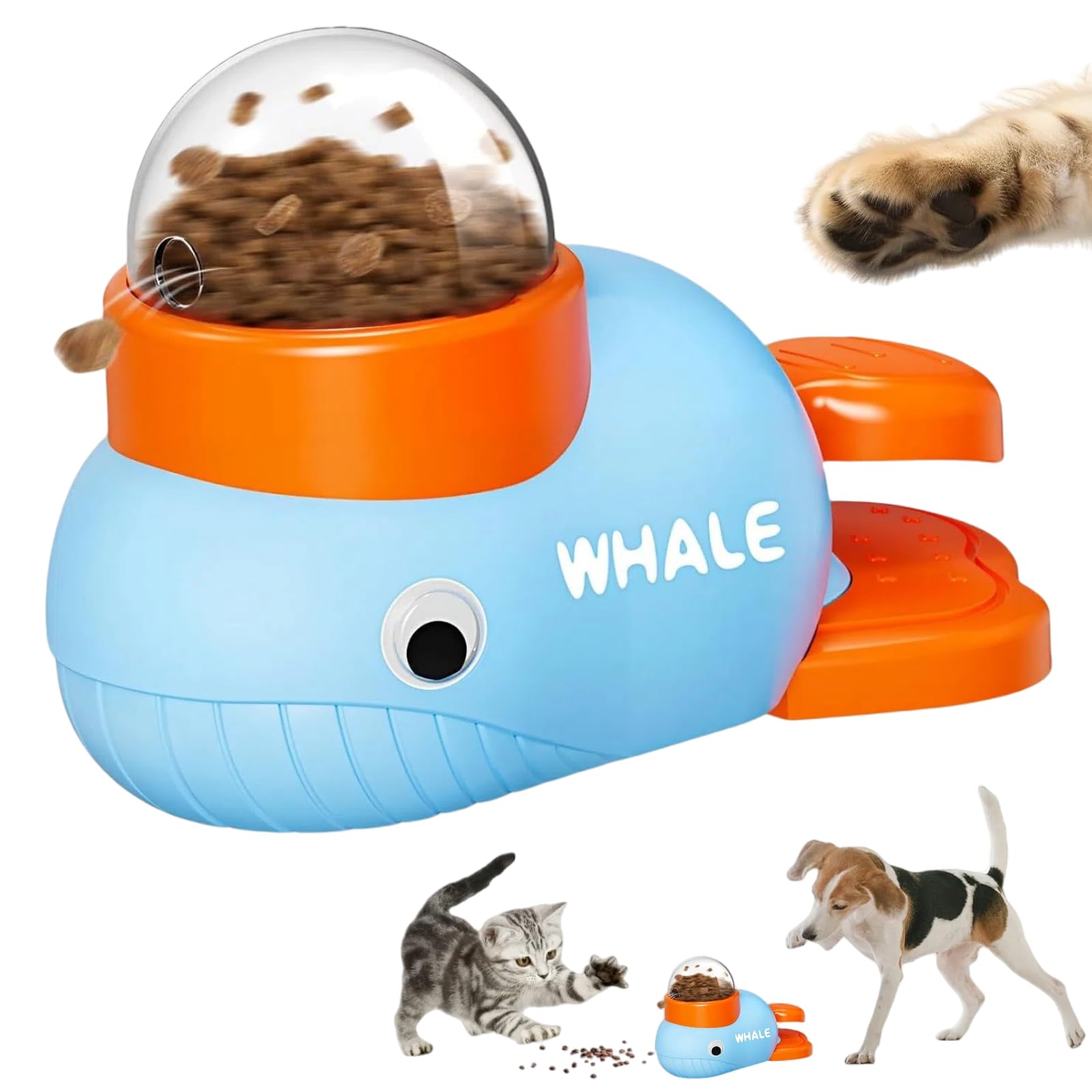 KPWIN Dog Treat Dispenser Toy, Cat Puzzle Feeder, Interactive Durable Yellow Duck-Shaped Puzzle Feeder for Dog Cat Treat Toy (Wh