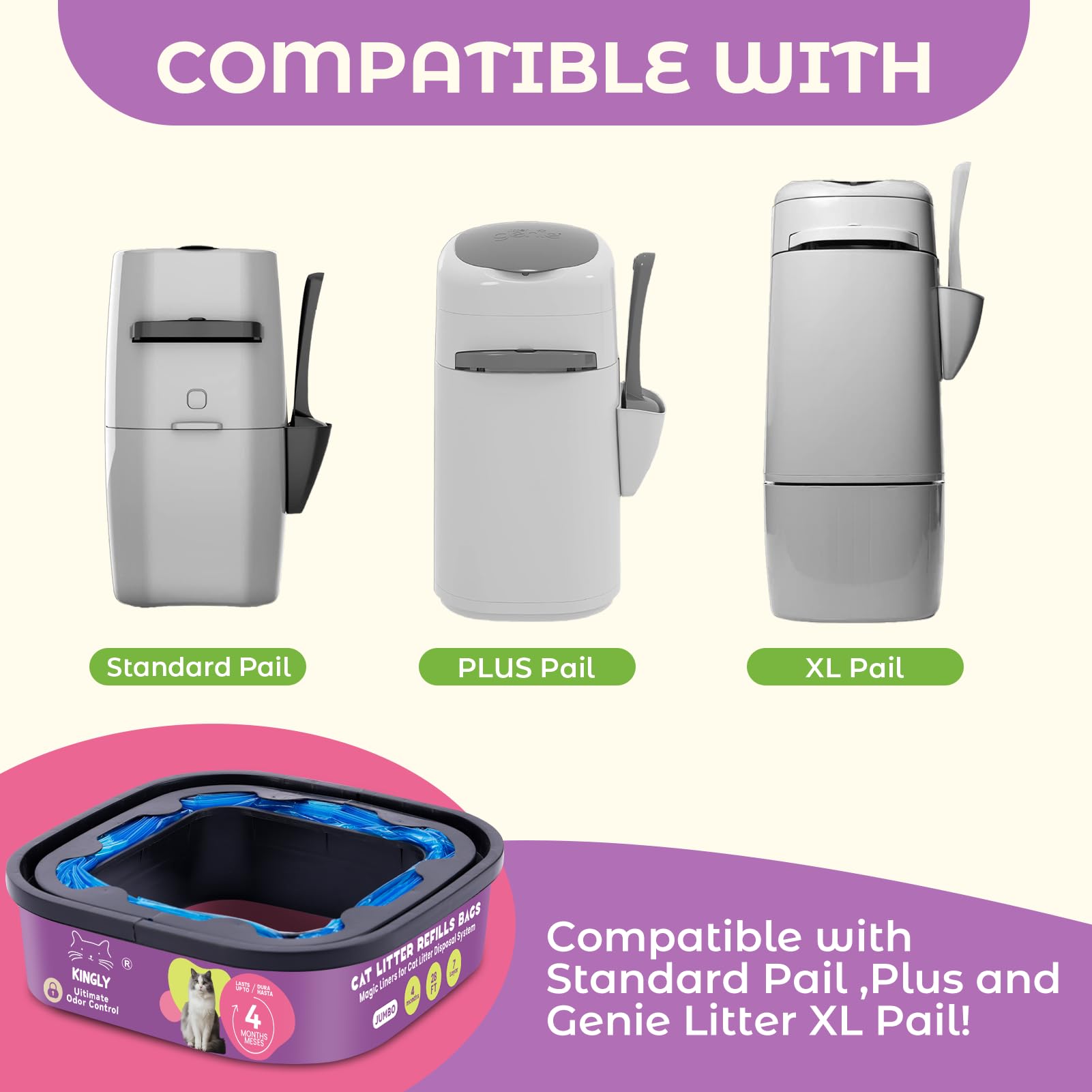 Premium Cat Litter Refill Bags |Jumbo 28Ft 2-Pack | Lasts Up To 8 Months | 2 Cartridges For Superior Odor Control