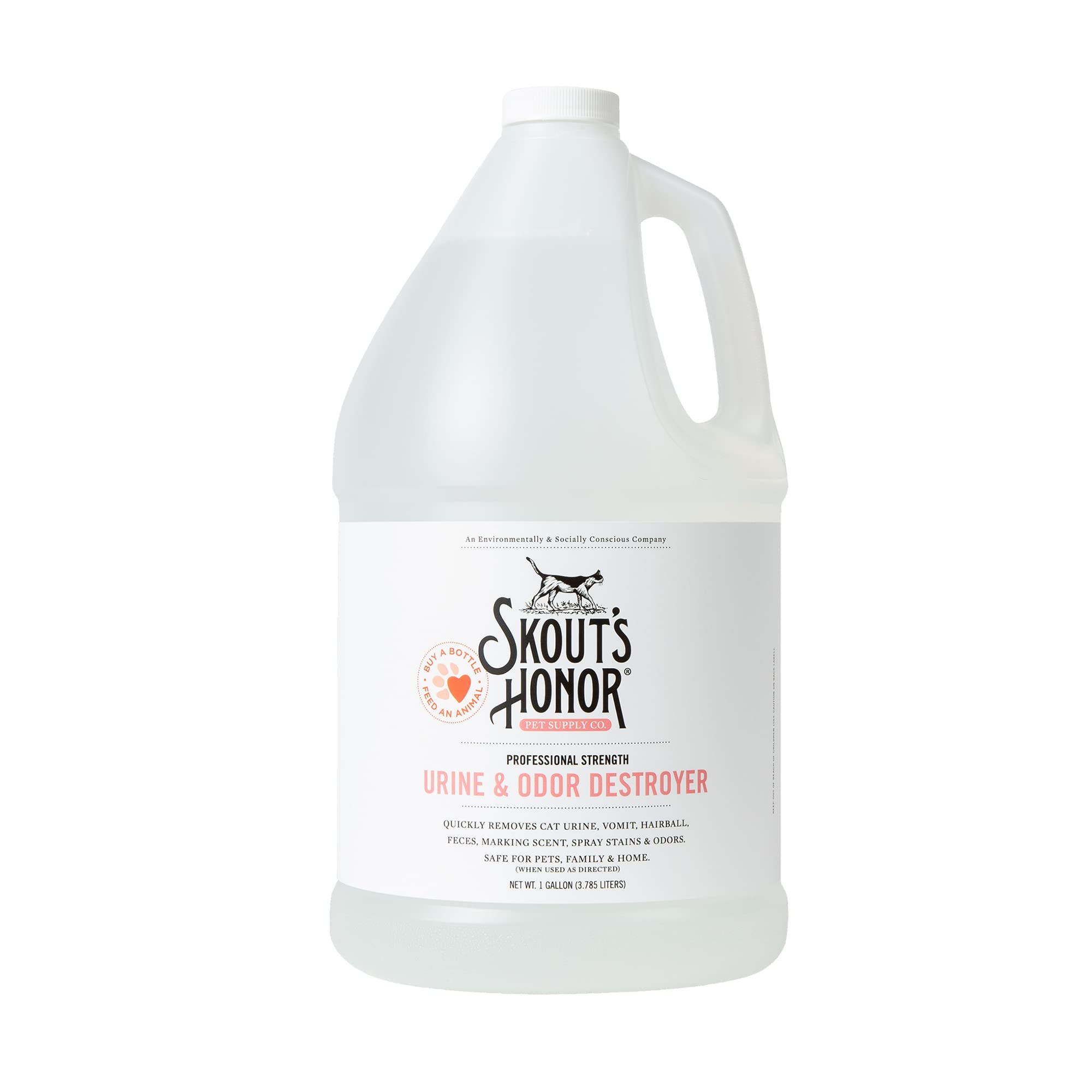 SKOUT'S HONOR Cat Urine & Odor Destroyer, Professional Strength, Plant-Powered, 128 Fl Oz