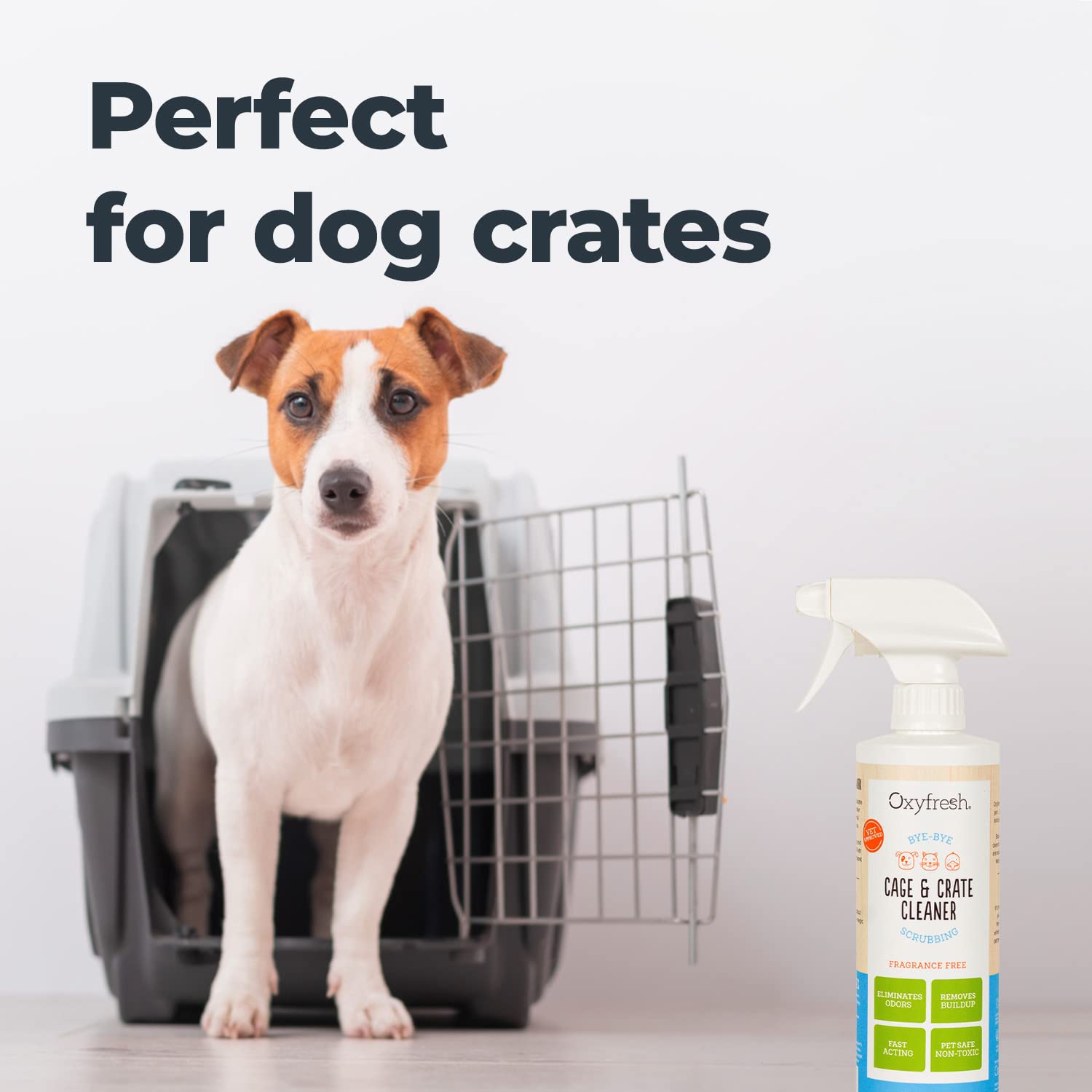 Oxyfresh Premium Crate & Cage Cleaner - Professional Dog Crate & Small Animal & Bird Cage Odor Eliminator - Quickly Cleans, Remo