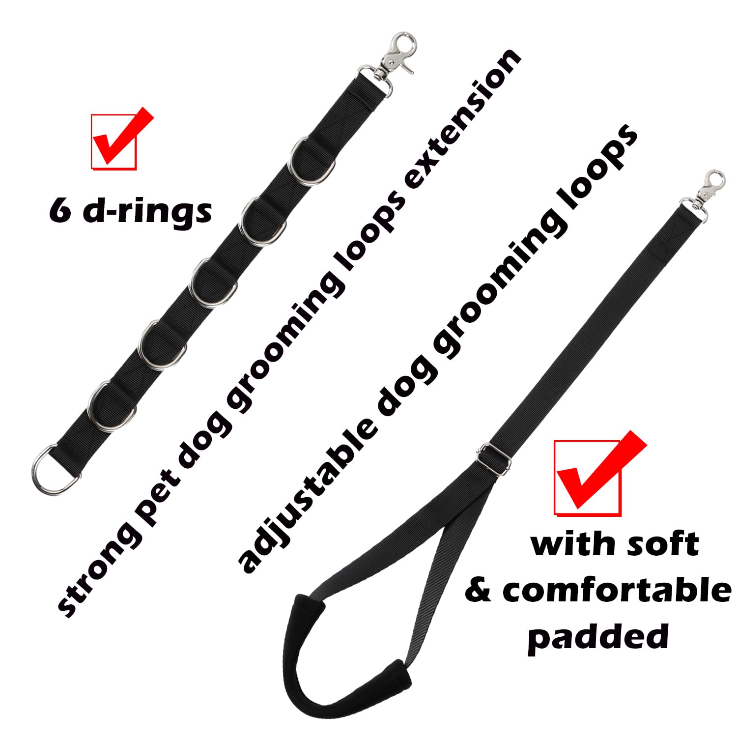 Dog Grooming Loops Supplies Pet Dog Grooming Belly Straps Belly Band Black Solf Comfrotable & Adjustable Grooming Tools for Groo