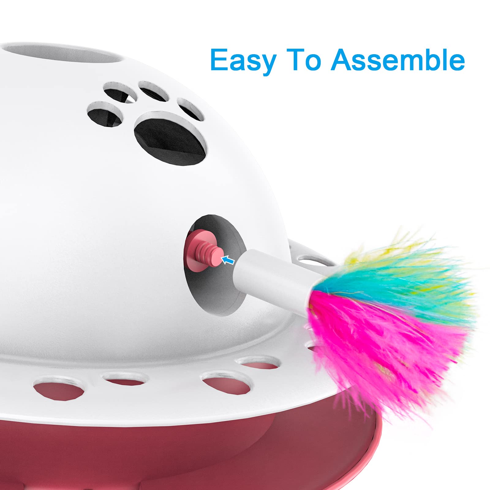 Tyasoleil Cat Toys Indoor, 10Pcs Interactive Feather Toys Set, Flexible Teaser Wand, Kitten Automatic Motion Toy Accessories Replacements With Bell, Play Chase Exercise