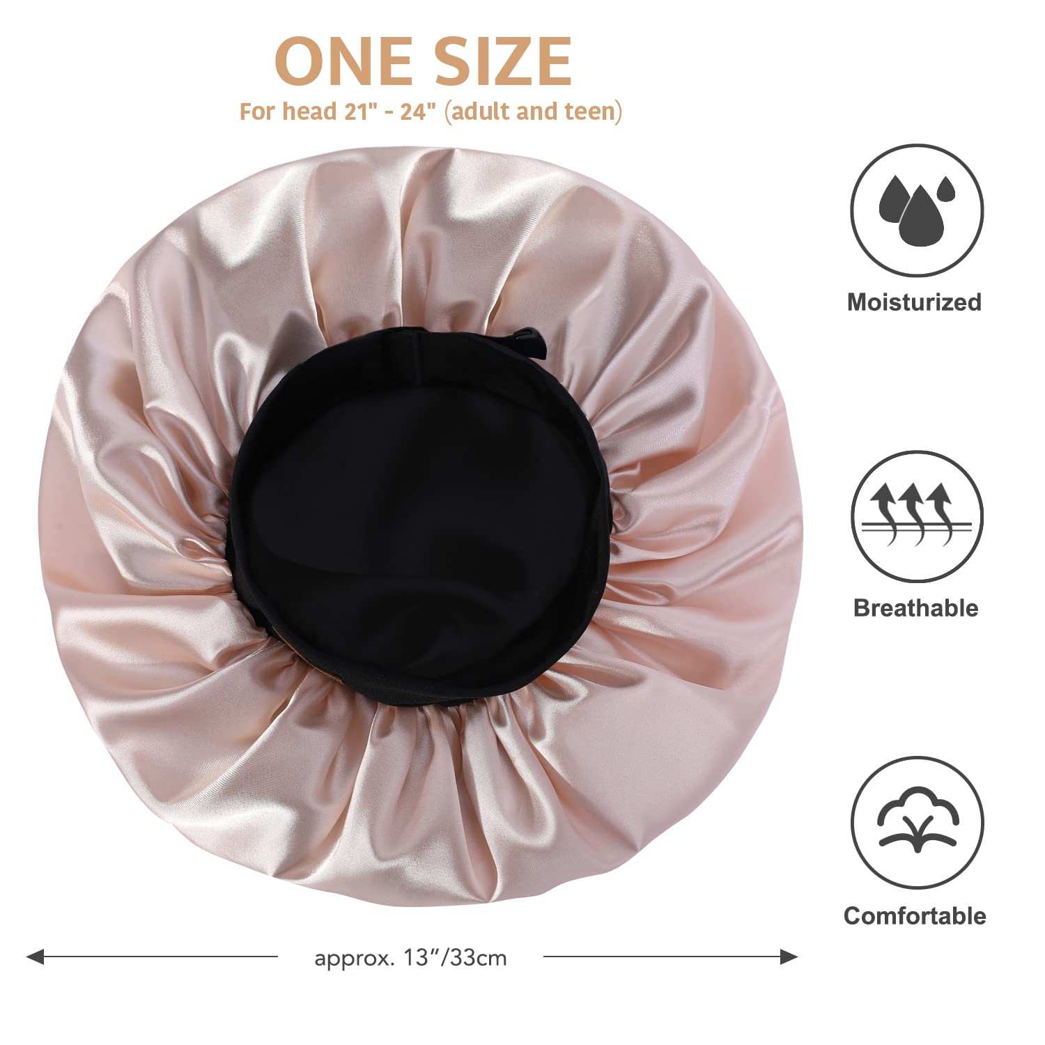 HAT HUT Satin Bonnet Silk Bonnet Sleep cap for Women Hair Bonnet for curly Natural Hair Sleeping Adjustable Wide Band Double Lay