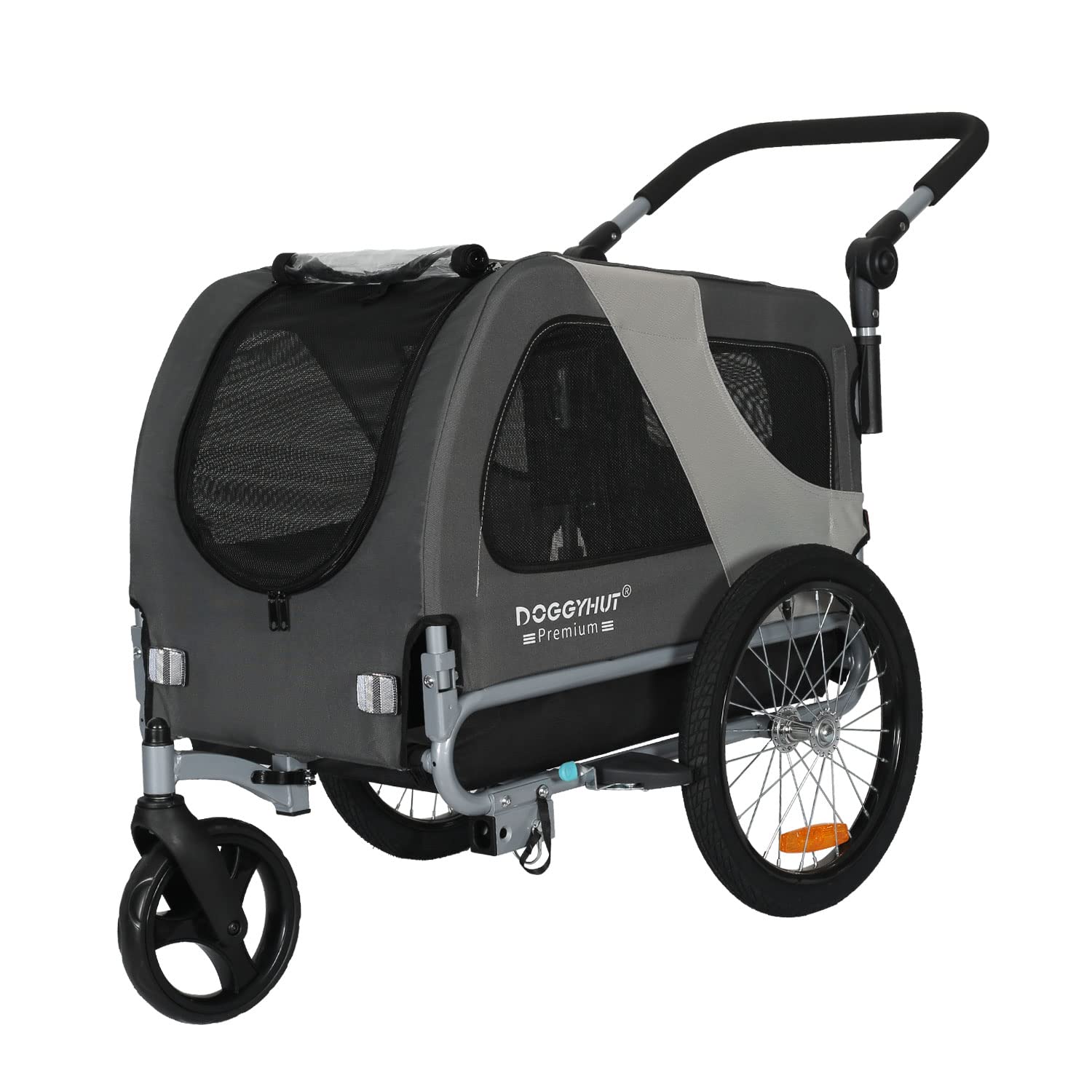 Doggyhut Premium Pet Bike Trailer & Stroller for Small,Medium or Large Dogs,Bicycle Carrier (Gray, Large)