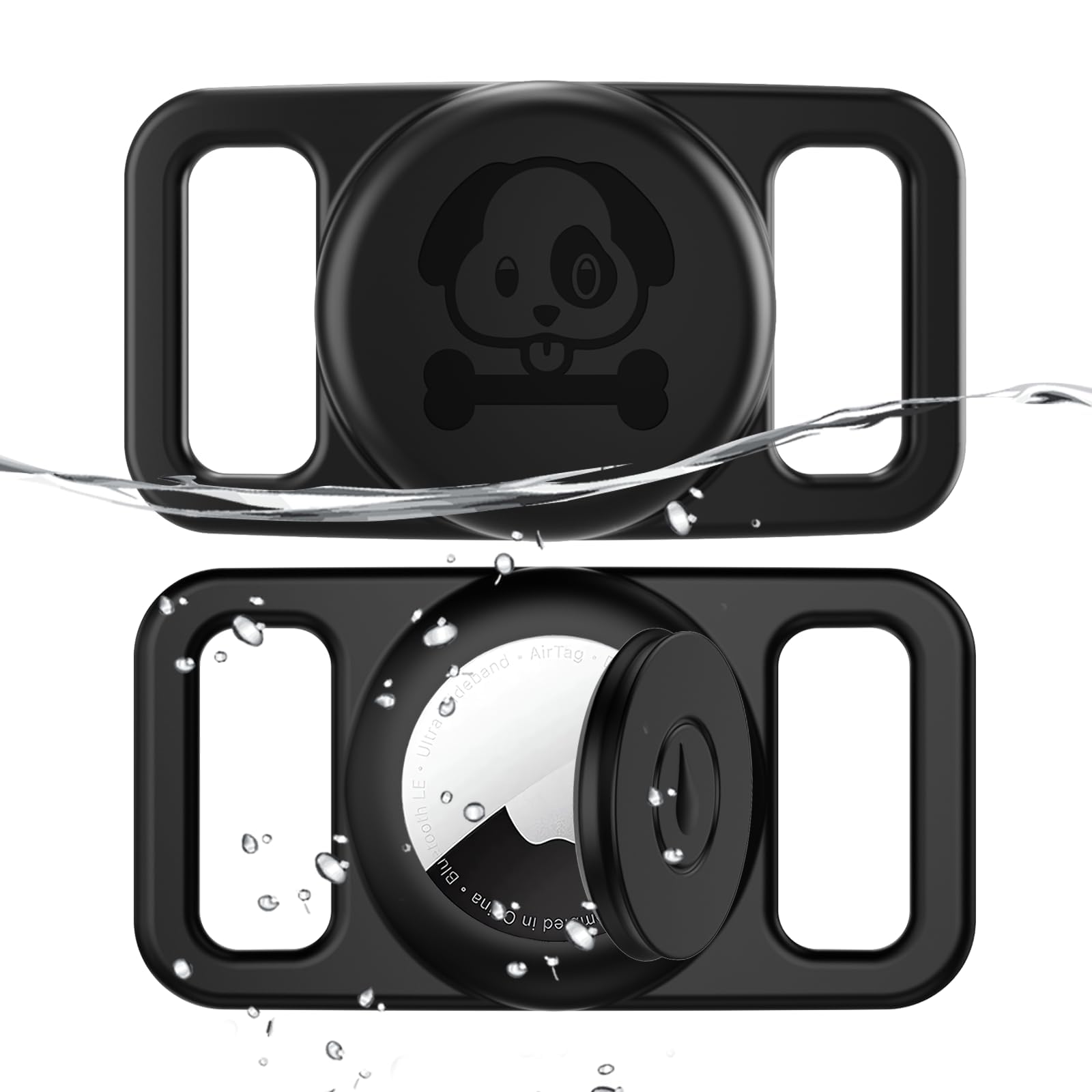 2 Pack Waterproof Airtag Dog Collar Holder Compatible With Apple Airtag, Silicone Hidden Loop Holder For Airtag Tracker, Anti-Lo