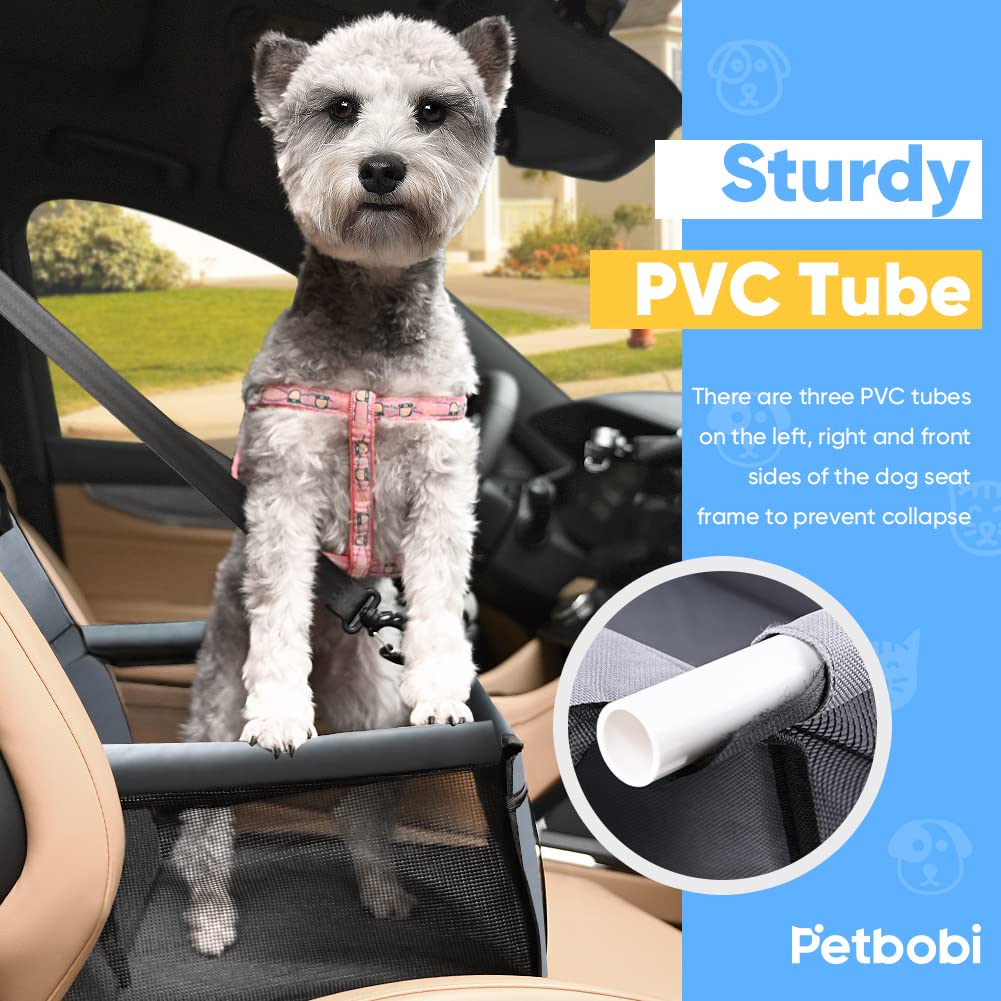 Petbobi Small Dog Car Seat, Dog Car Booster Seat For Small Medium Dogs 5-15 Lbs, Foldable Front Seat Safety With Sturdy Pvc Tube