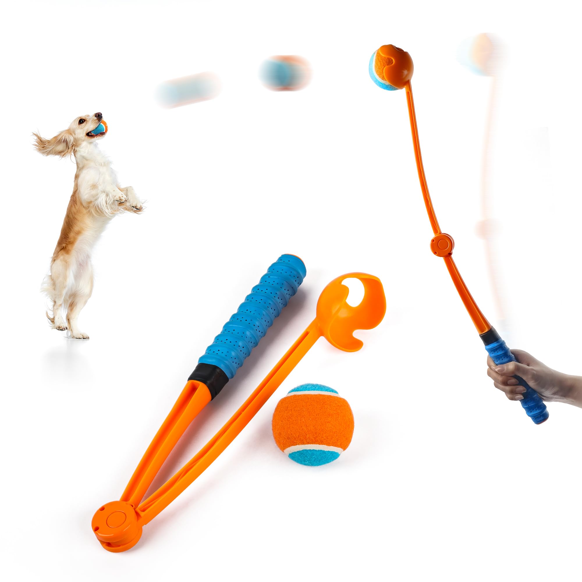 All For Paws 25Dog Ball Launcher, Foldable Tennis Ball Thrower With Soft And Comfortable Tennis Racket-Like Handle Grip, 2.5 Inc
