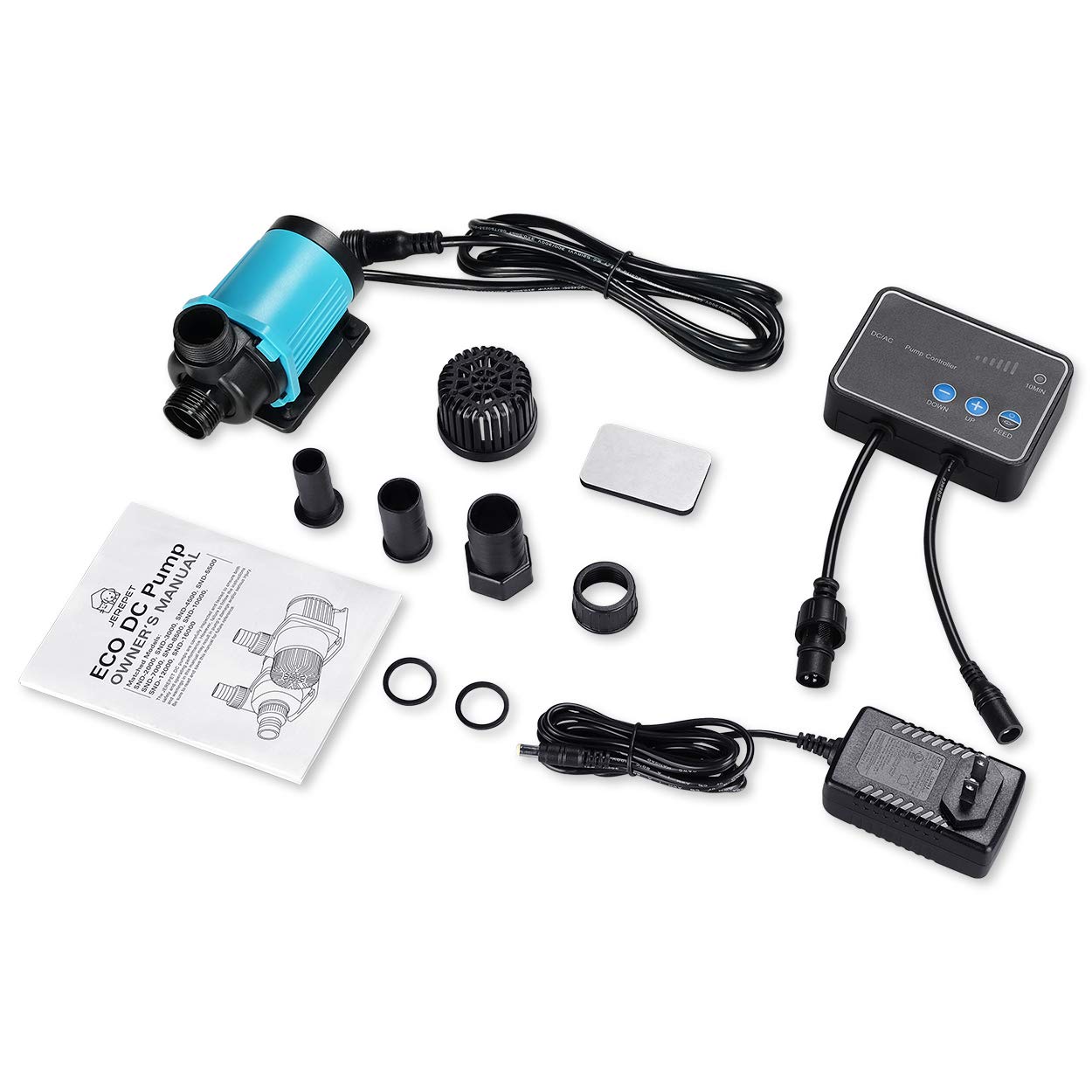 Jerepet 520Gph 20W 9Ft Aquarium 24V Dc Water Pump With Controller, Submersible And Inline Return Pump For Fish Tank,Aquariums,Fountains,Sump,Hydroponic,Pond,Freshwater And Marine Water Use