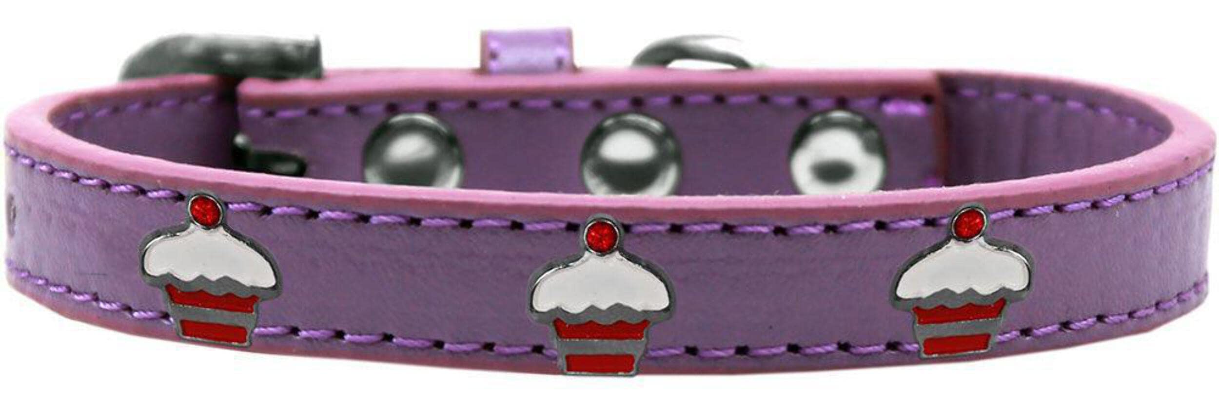Dog, Puppy & Pet Widget Fashion Collar, Red Cupcake Aqua 10