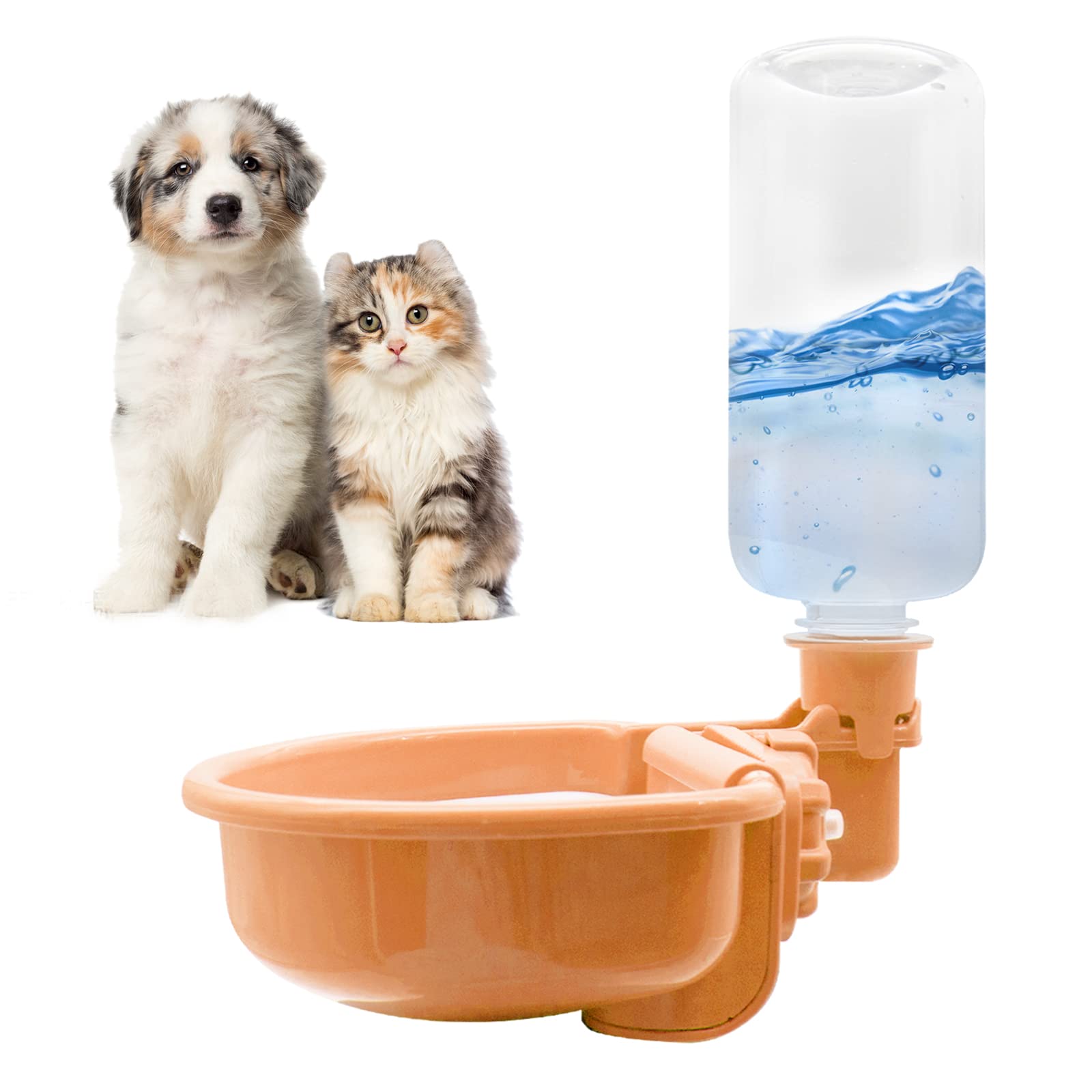 VANNON 16oz Pet Water Bottle, Gravity Dog Water Bowl Dispenser for Cage, AntiOverflow Water Dispenser for Small Dogs, Cats, Rab