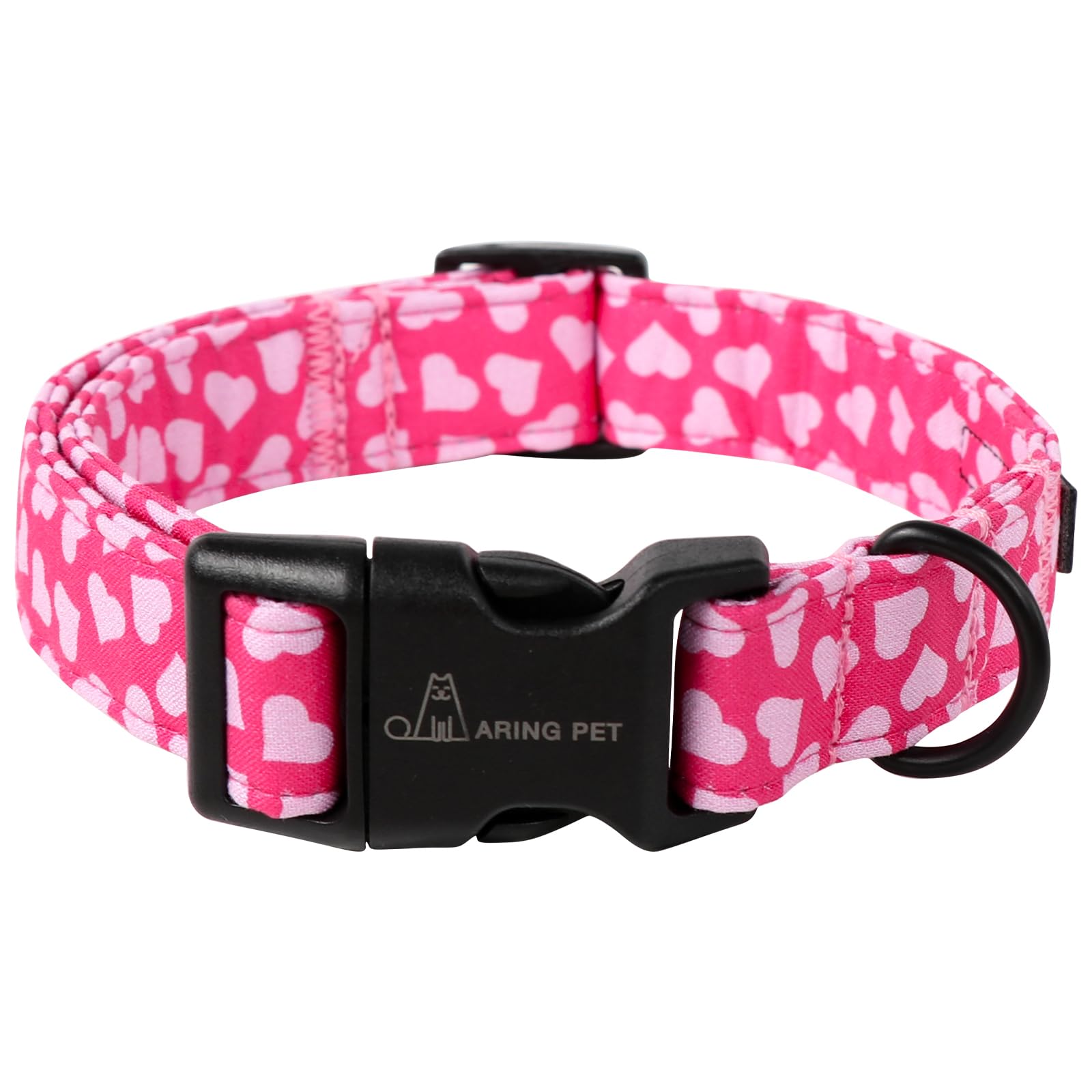 Aring Pet Valentine'S Day Dog Collar-Cotton Pink Heart Dog Collars, Adjustable Valentine Heart Pet Collars Puppy Collar With Qui