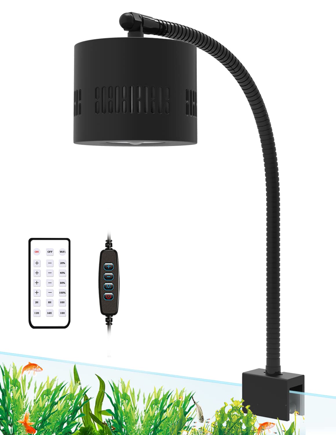 Lominie Planted Led Aquarium Light Upgraded 80W Dimmable Freshwater Fish Tank Clip On Aquarium Light Refugium 6500K Sunlight Full Spectrum For 10 Gallon Cube Tank With Gooseneck