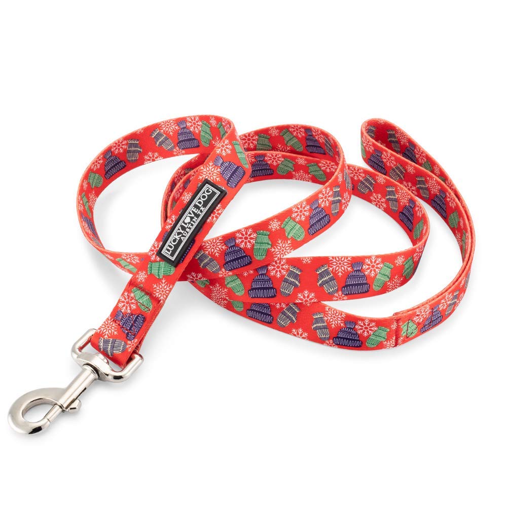 Lucky Love Dog Winter Stocking Caps And Mittens Dog Leash - Snowflakes Leash For Male And Female Dogs - Small, Chilly
