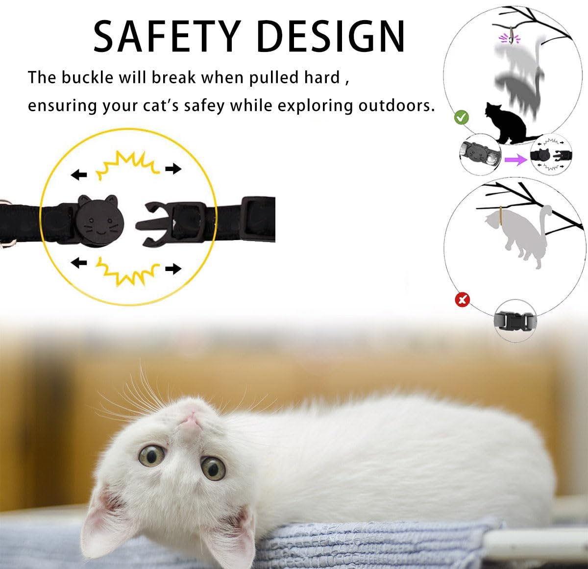 Breakaway Cat Collar With Airtag Holder, Safety Kitten Collar With Apple Airtag Holder,Cute Gps Cat Collar With Bell, Lightweigh