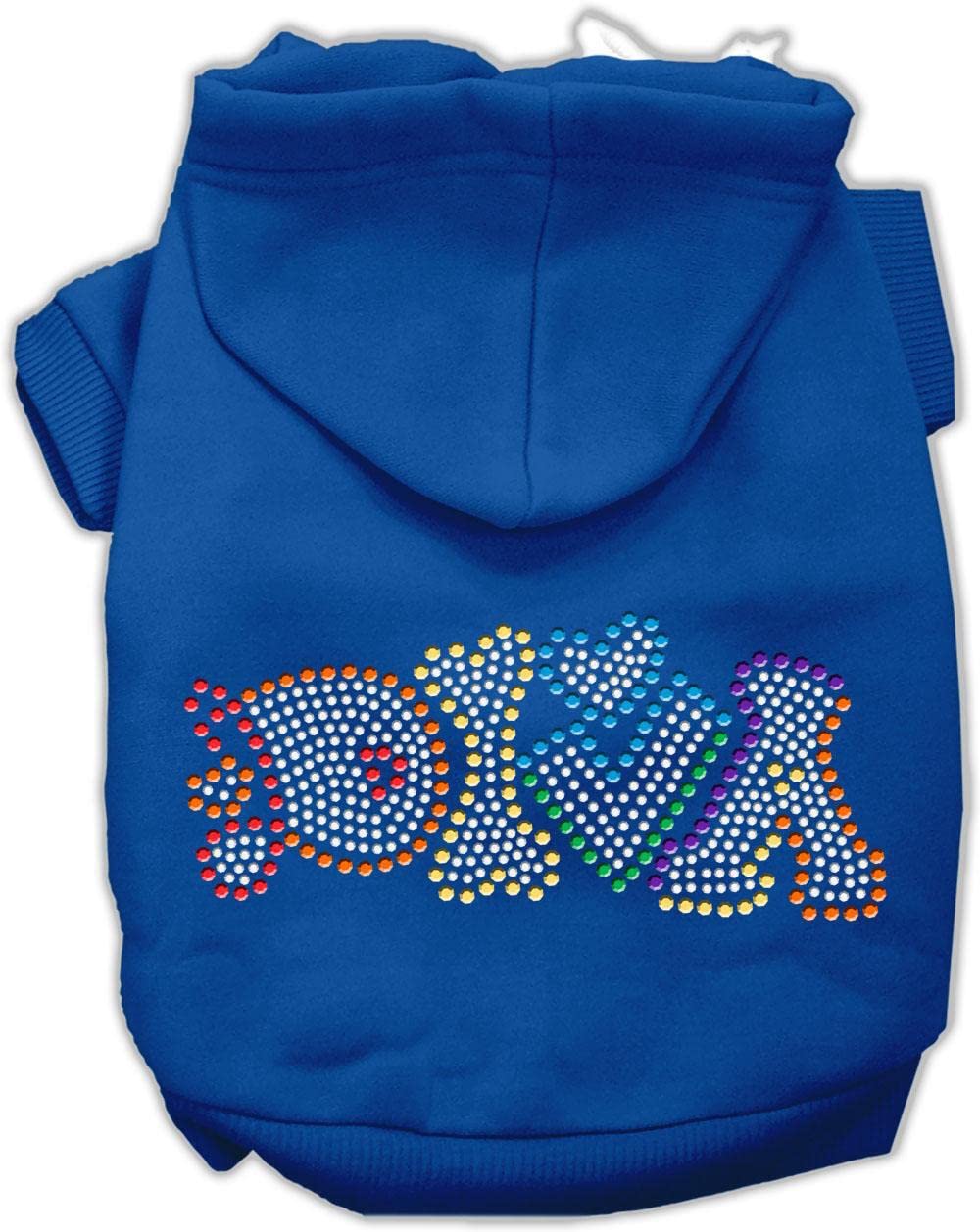 Pet, Dog & Cat Hoodie Rhinestone, 'Technicolor Diva' Blue 2Xl (20-25 Lbs.)