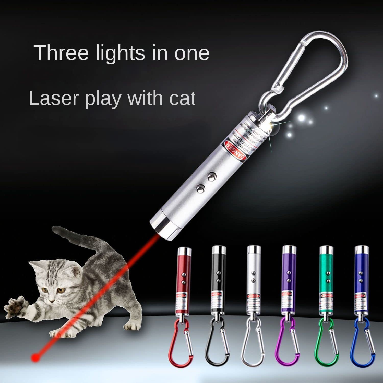 Wnzqk 6 Pcs Cat Toys Laser Pointer Mini Keychain Laser Pointer Led Flashlight Dog Cat Laser Toy Pet Remote Control Laser (6 Pcs