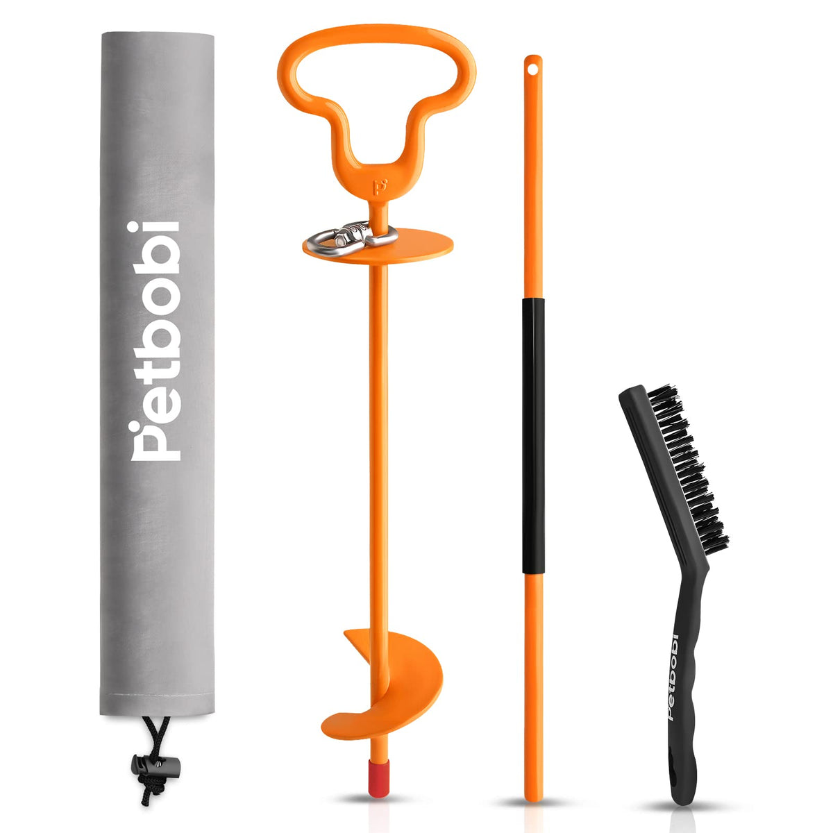 Petbobi Heavy Duty Dog Stake - Outside Tie Out Stake For Medium Large Dogs Up To 220Lbs, Secure Roaming Space For Pets In Yard & Camping, Portable No-Tangle, Easy To Install & Remove, Orange