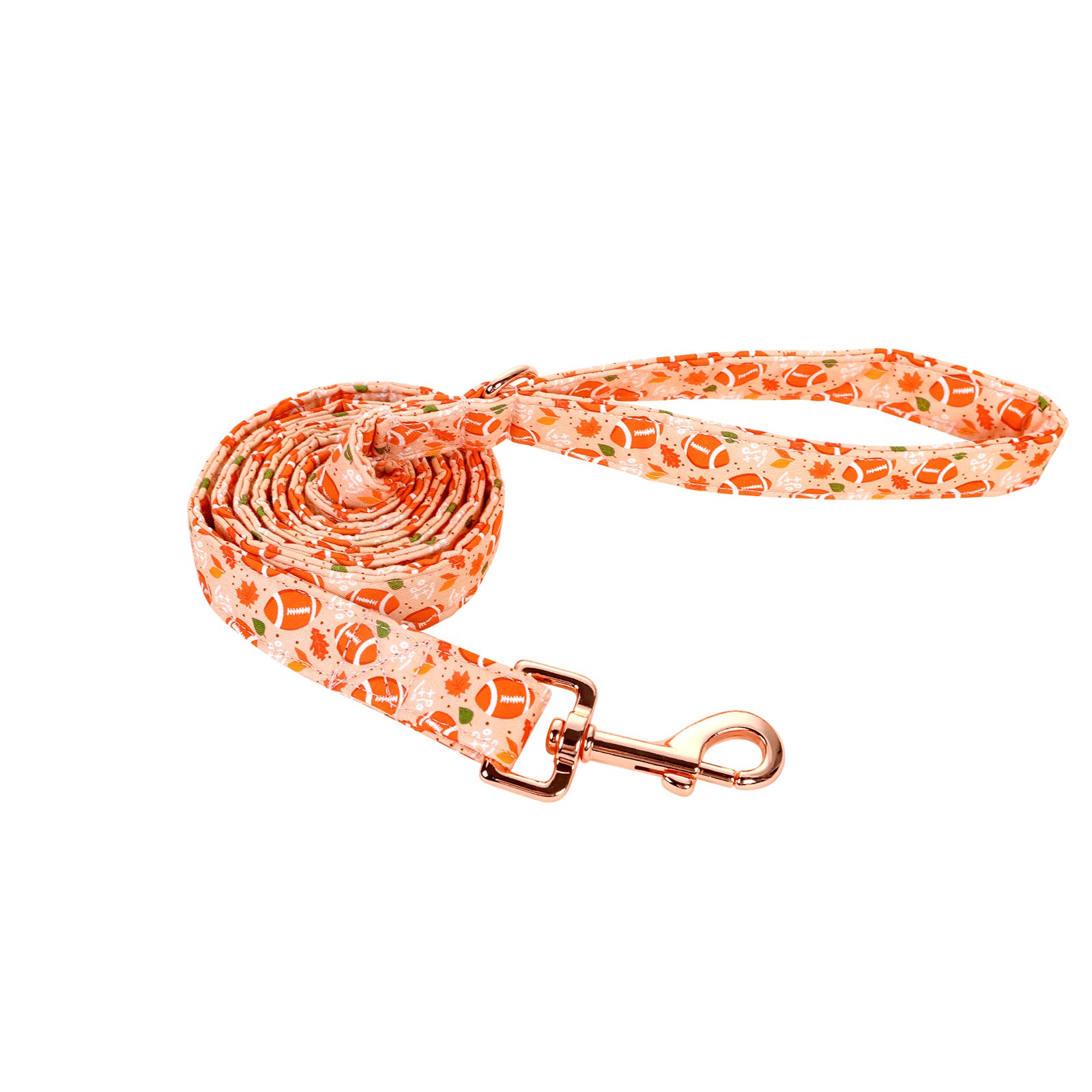 Babole Pet Fall Dog Leash - Durable Handmade Leashes With Soft Handle, Manual, Matching Orange Maple Leafs Football Collars For 