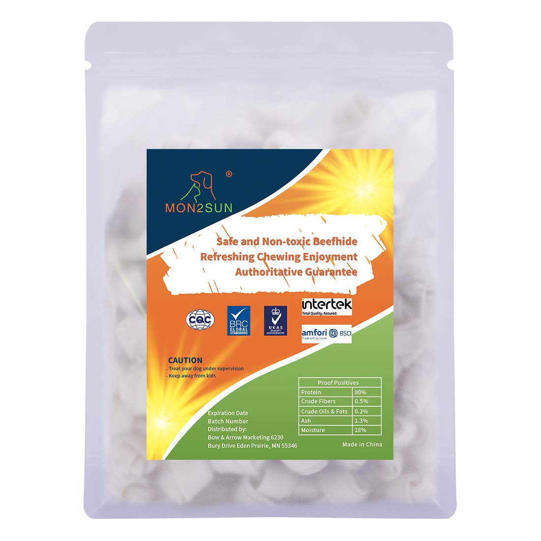 MON2SUN Rawhide Knot Bones - Small Natural Chew Bones, 2.5 Inch, 100 Count for Puppies and Small Dogs