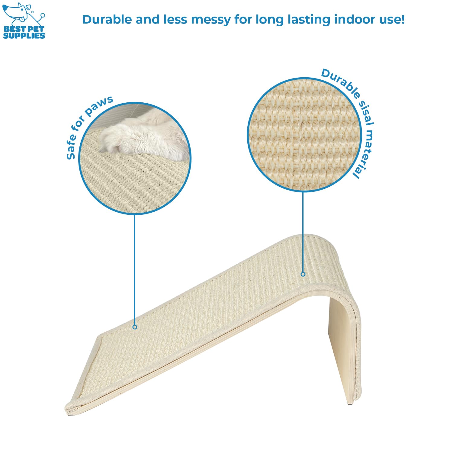 Best Pet Supplies Catify Sloped Sisal Cat Scratchers For Indoor Cats, Climbing Ramp Fun And Interactive Indoor Play, Supports Natural Pet Behaviors, Heavy Duty - Cream