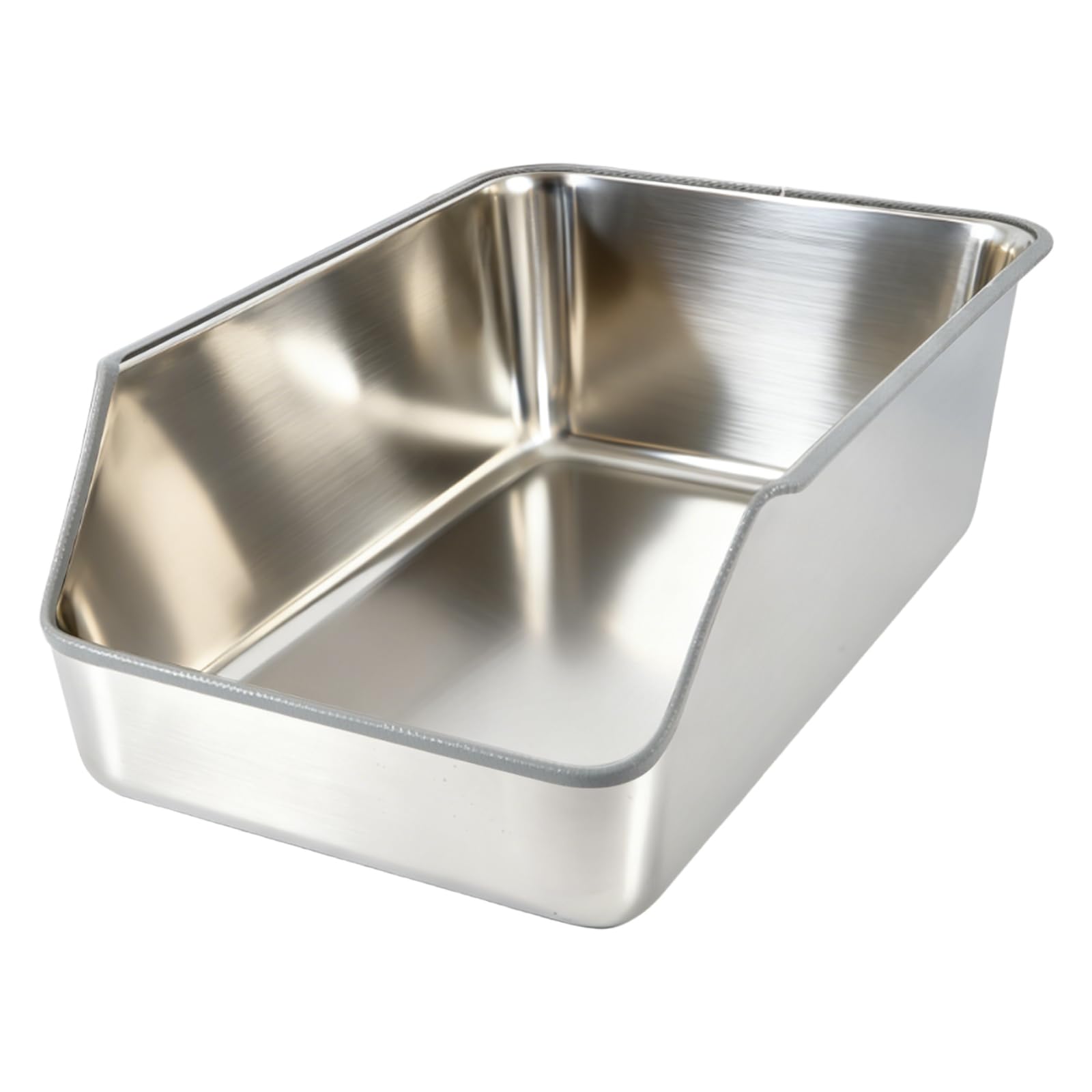 TownTime Stainless Steel Cat Litter Box with High Sides,Jumbo XL Extra Large Metal Kitty Litter Pan,Low Entry Cat Box for Indoor