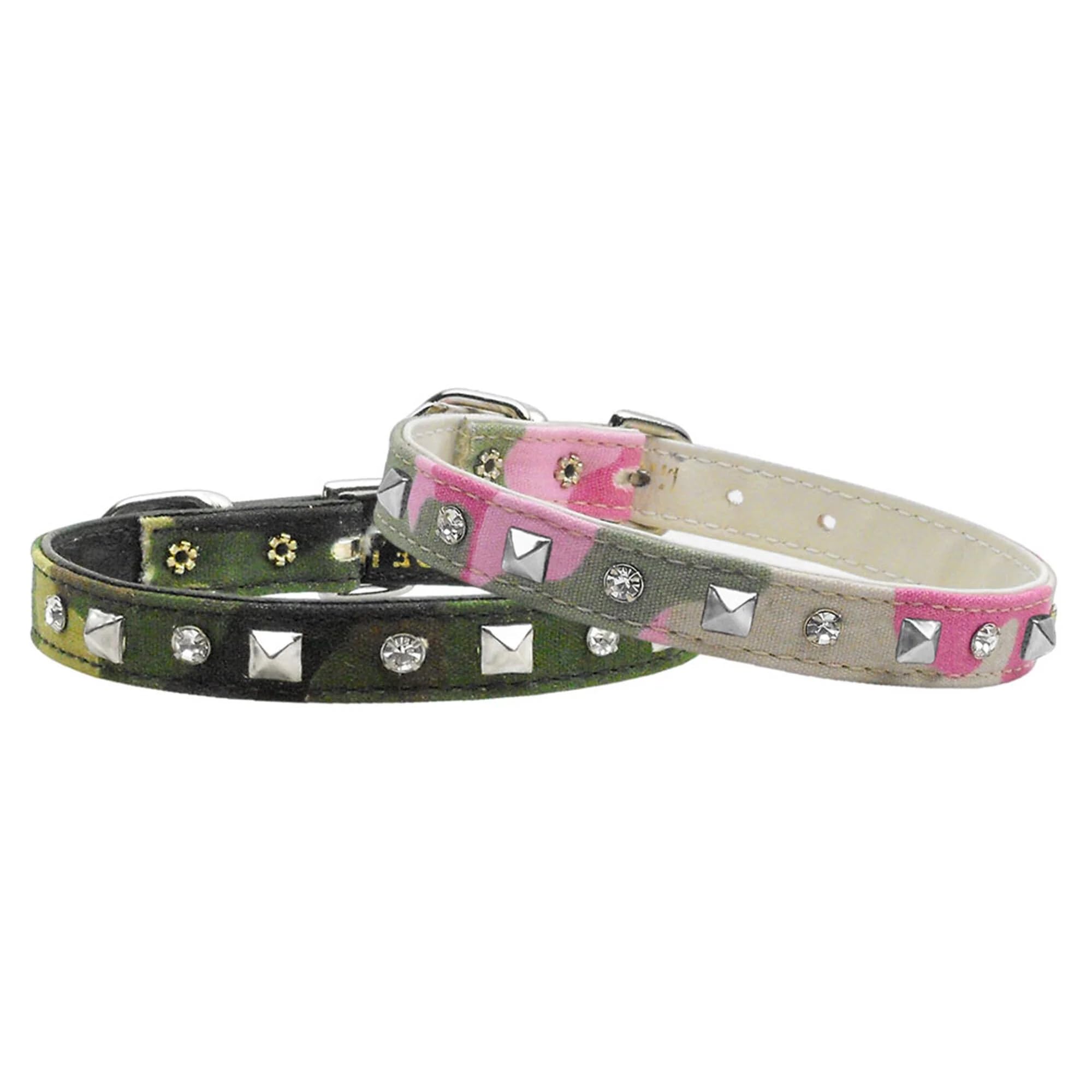 Dog, Puppy and Pet Collar, Camo Crystal & Pyramid Green Camo 10