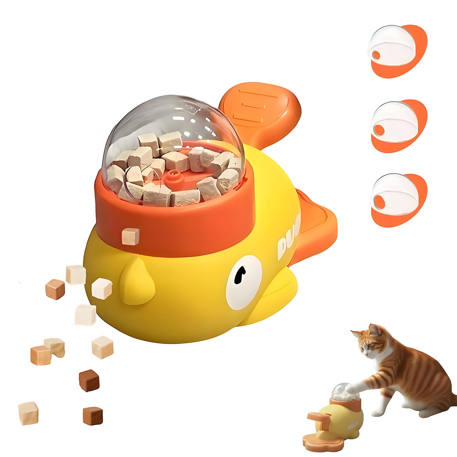 2-in-1 Interactive Duck-Shaped Snack Dispenser, Educational Training Toy, Slow Feeder to Reduce Bloating, Suitable for Cats and 