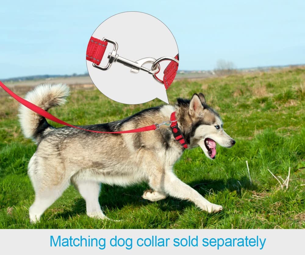 Taglory Nylon Dog Leash 6Ft, Soft Padded Handle Pet Reflective Leashes For Puppy Small Medium Dogs Walking & Training, Red