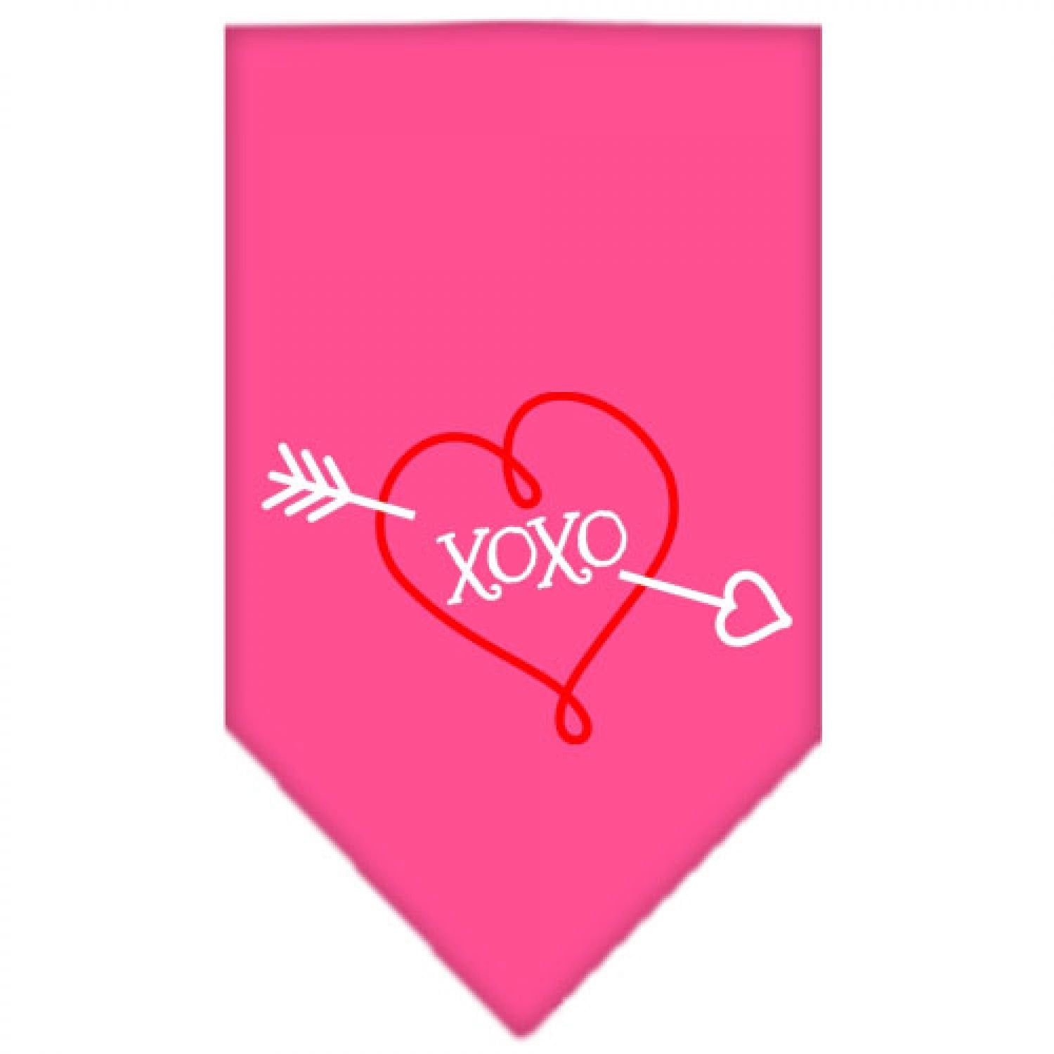 Pet and Dog Bandana Screen Printed, &quot;XOXO&quot; Bright Pink Large