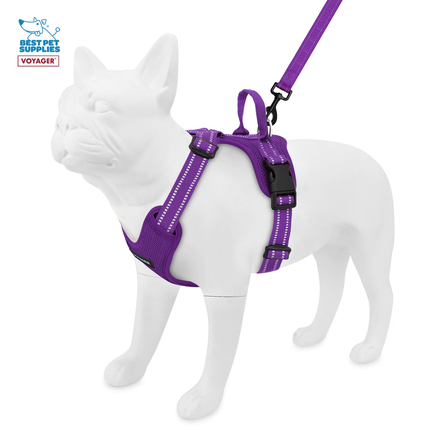 Air Frontier Mesh Dog Harness With And Reflective Dog Leash Set, Reflective Stitching, And Lightweight Breathable No-Pull Design, Adjustable Neck And Chest Straps For Small To Large Breeds - Ppw, S