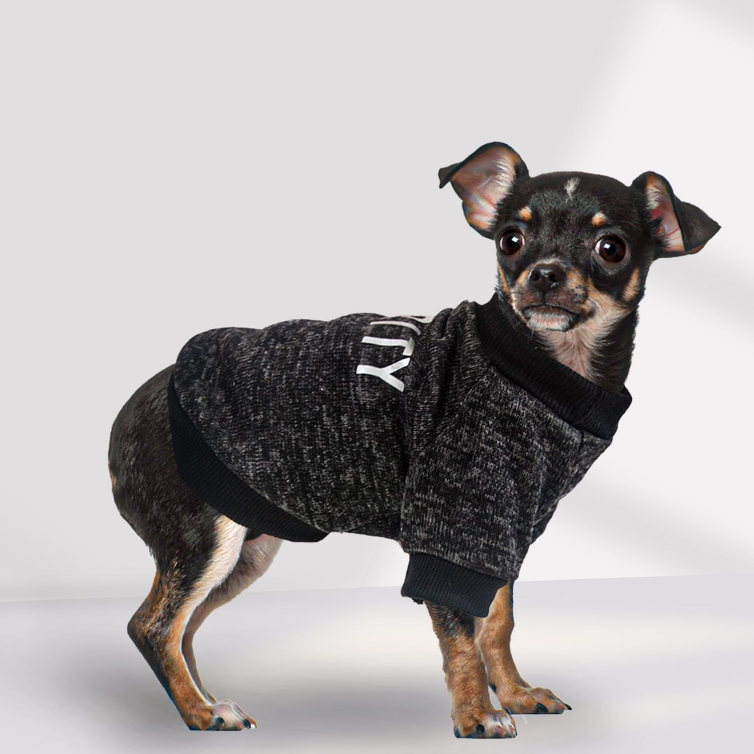 2 Pack Chihuahua Sweater Dog Sweaters For Small Dog Black Fleece Dog Sweater Chihuahua Clothes Security Pattern Puppy Clothes Fa