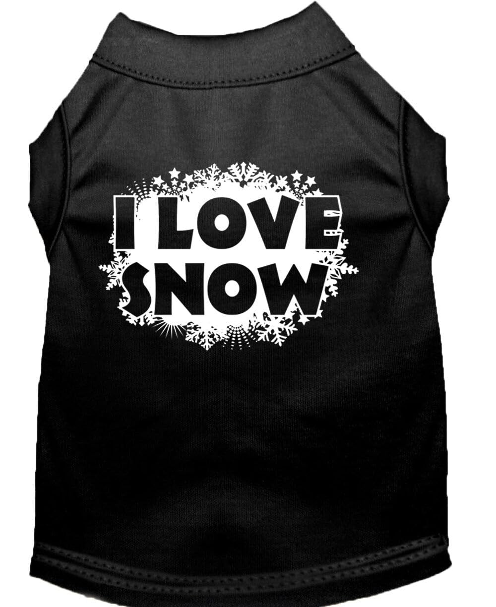 Christmas Screenprinted Dog Shirt, 'I Love Snow' Emerald Green 2Xl (20-25 Lbs.)