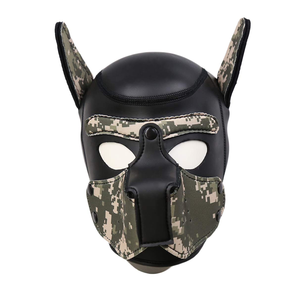 Leweceeo Neoprene Puppy Hood Camo Full Face Mask Cosplay Costume Dog Head Masks (Camo Green)