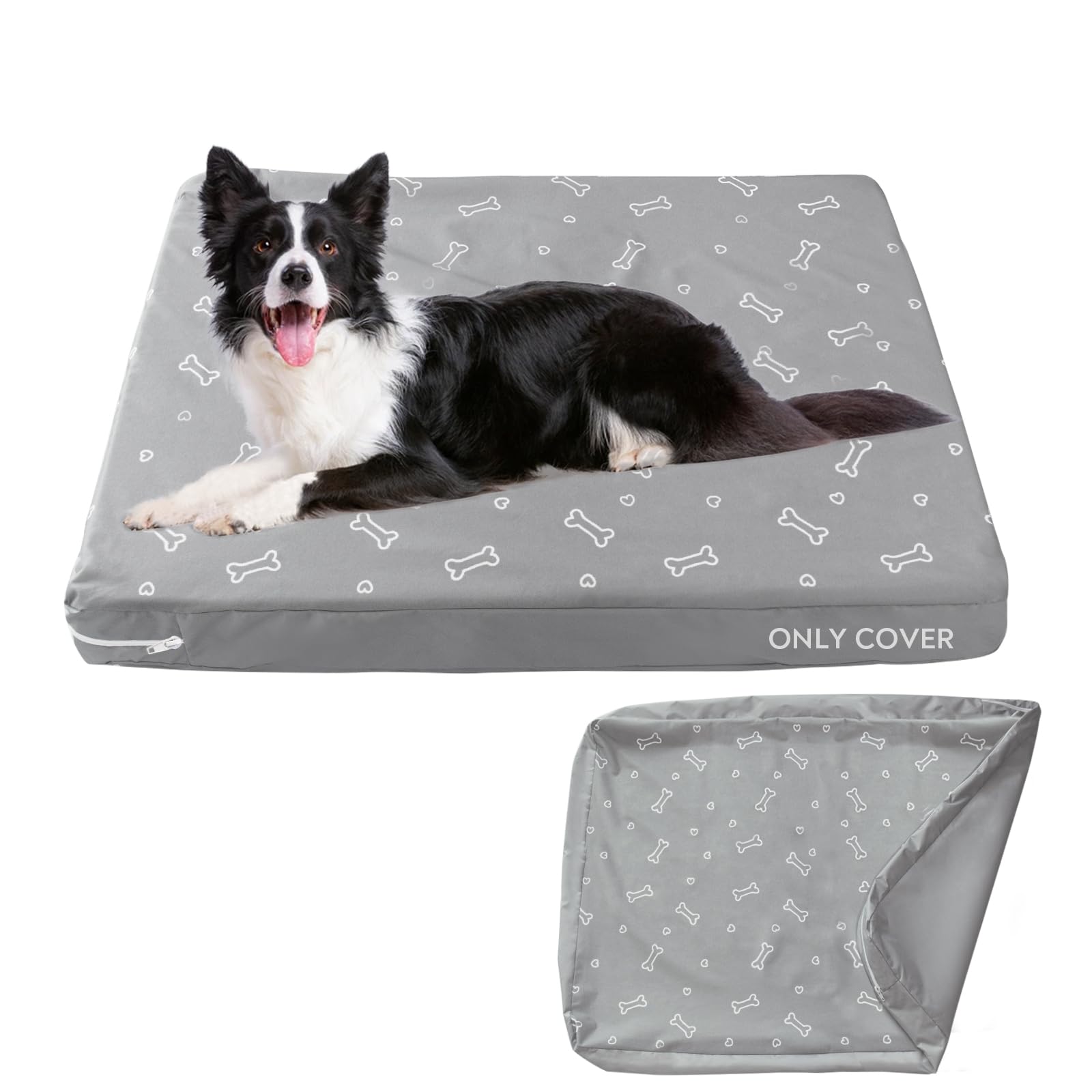 Waterproof Dog Bed Cover, Removable Dog Bed Covers Replacement Washable With Smooth Zipper, Indoor/Outdoor Dog Bed Washable Cove