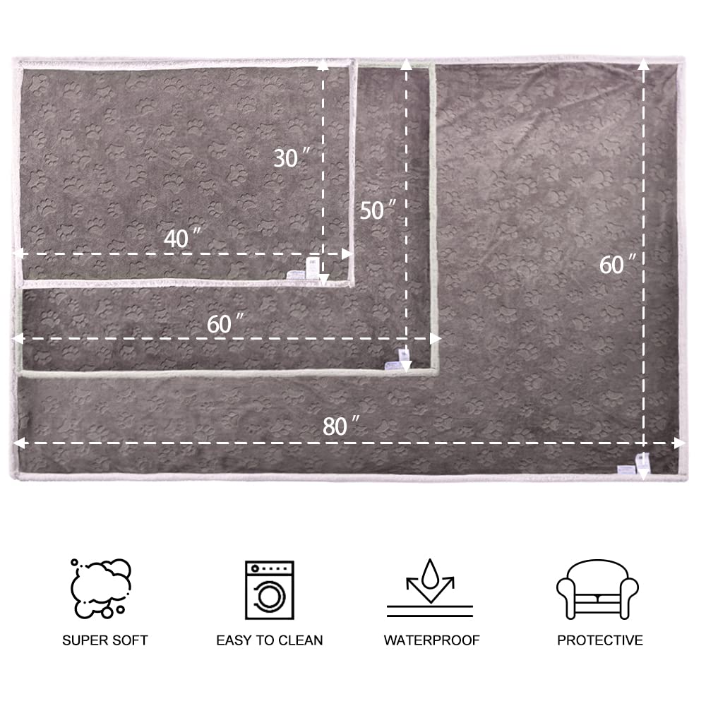 Qeils Dog Blankets For Large Dogs - Waterproof Cat Blanket Washable - Sherpa Fleece Puppy Blanket, Soft Plush Reversible Throw Protector For Bed Couch Car Sofa, 60'X80', Taupe