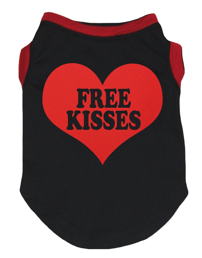 Petitebella Free Kisses Heart Puppy Dog Shirt (Blackred, X-Large)
