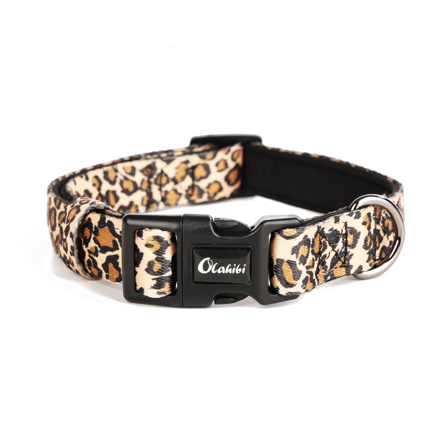 Olahibi Neoprene Padded Dog Collar, Soft And Comfortable, Leopard Pattern, For Large Dogs.(Large, Brown Leopard)