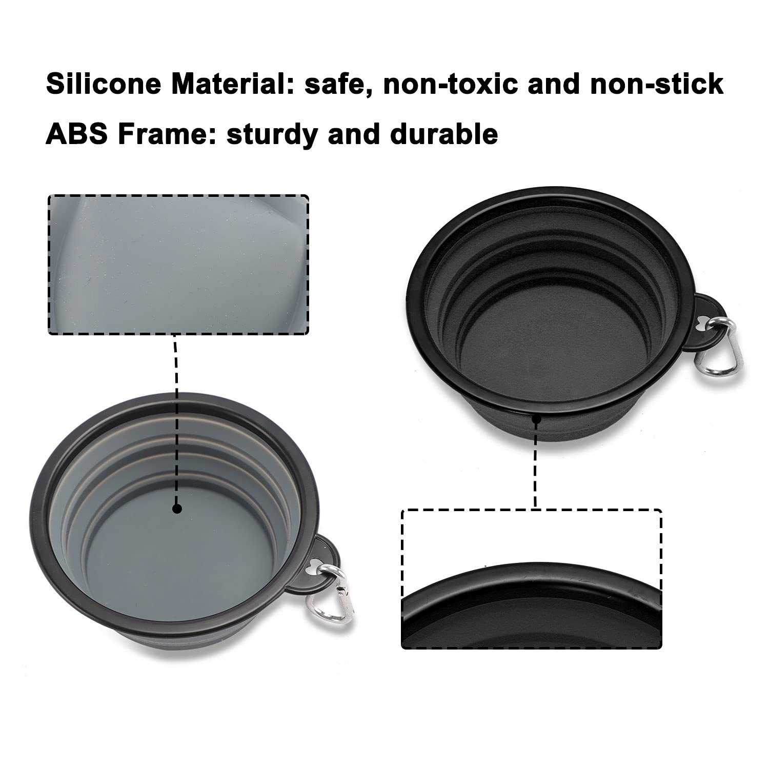 Collapsible Dog Bowls for Travel, 2-Pack Dog Portable Water Bowl for Dogs Cats Pet Foldable Feeding Watering Dish for Traveling