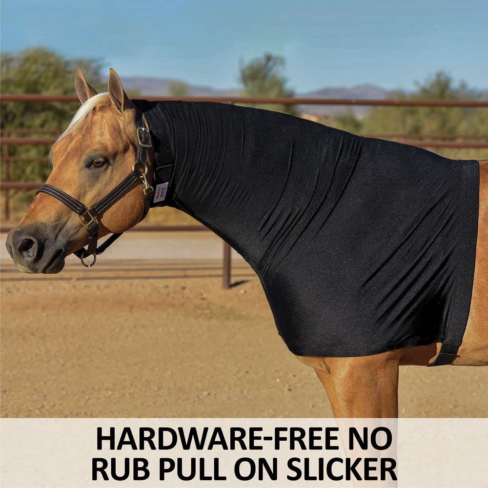 UltraFlex Horse Sleazy Slickers | Horse Protection Slinky | Dirt & Dust Defense | Faceless Pull-On Hood | Black, Medium