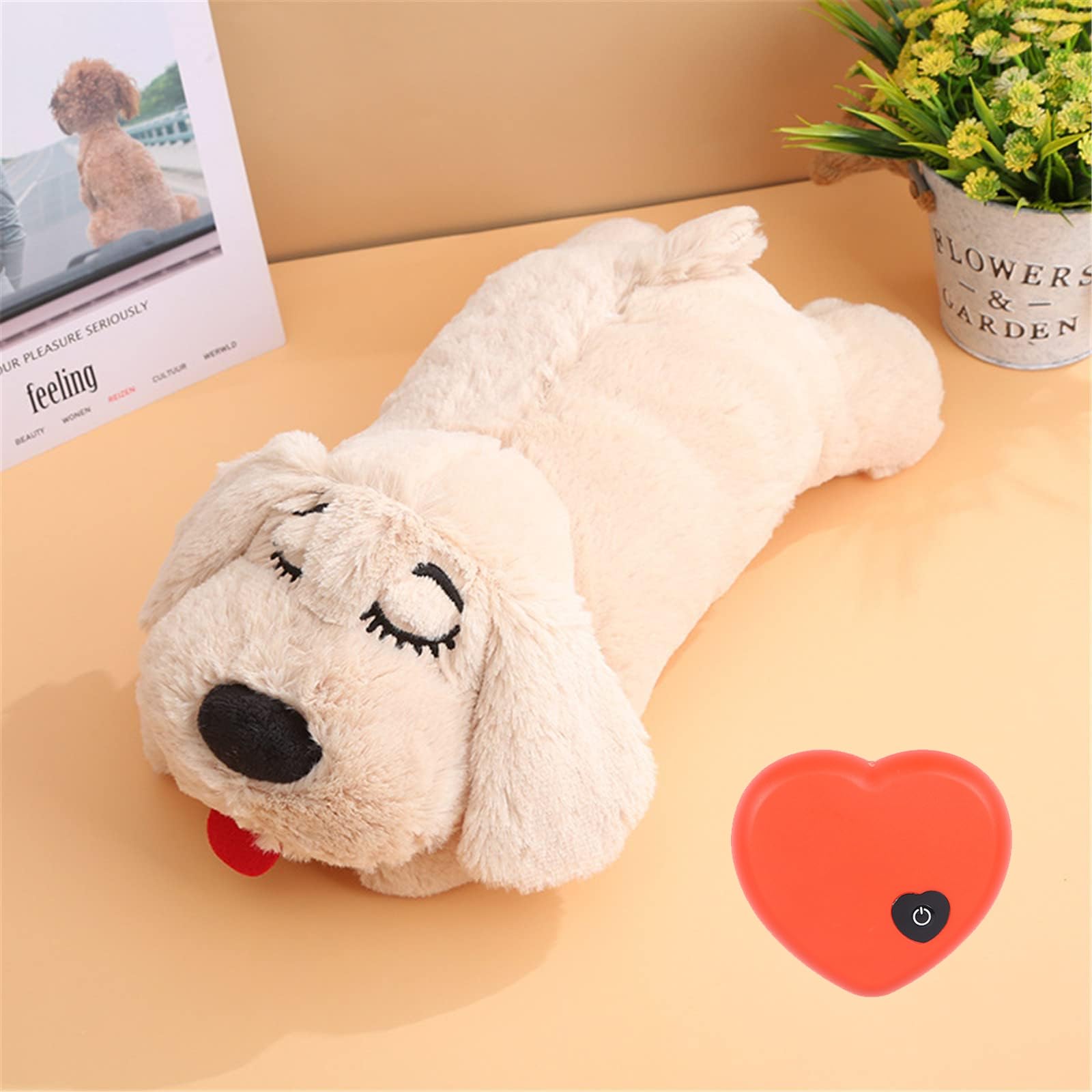 3T group Dog Heartbeat Toy for Puppy,Stuffed Animal with Heartbeat for Puppies,Puppy Essentials Heartbeat Toys Sleep Aid for Dog