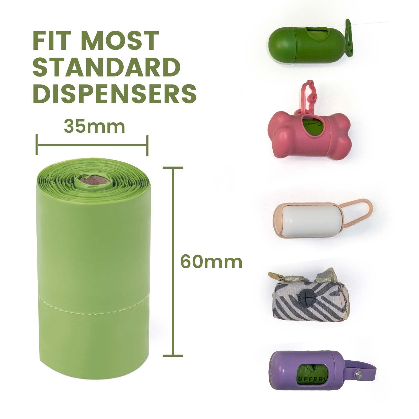 SUPERBIO Extra Thick Dog Poop Bags, 180 Count, Green, Compostable, Strong & Durable - 12 Rolls of Eco-Friendly Waste Bags