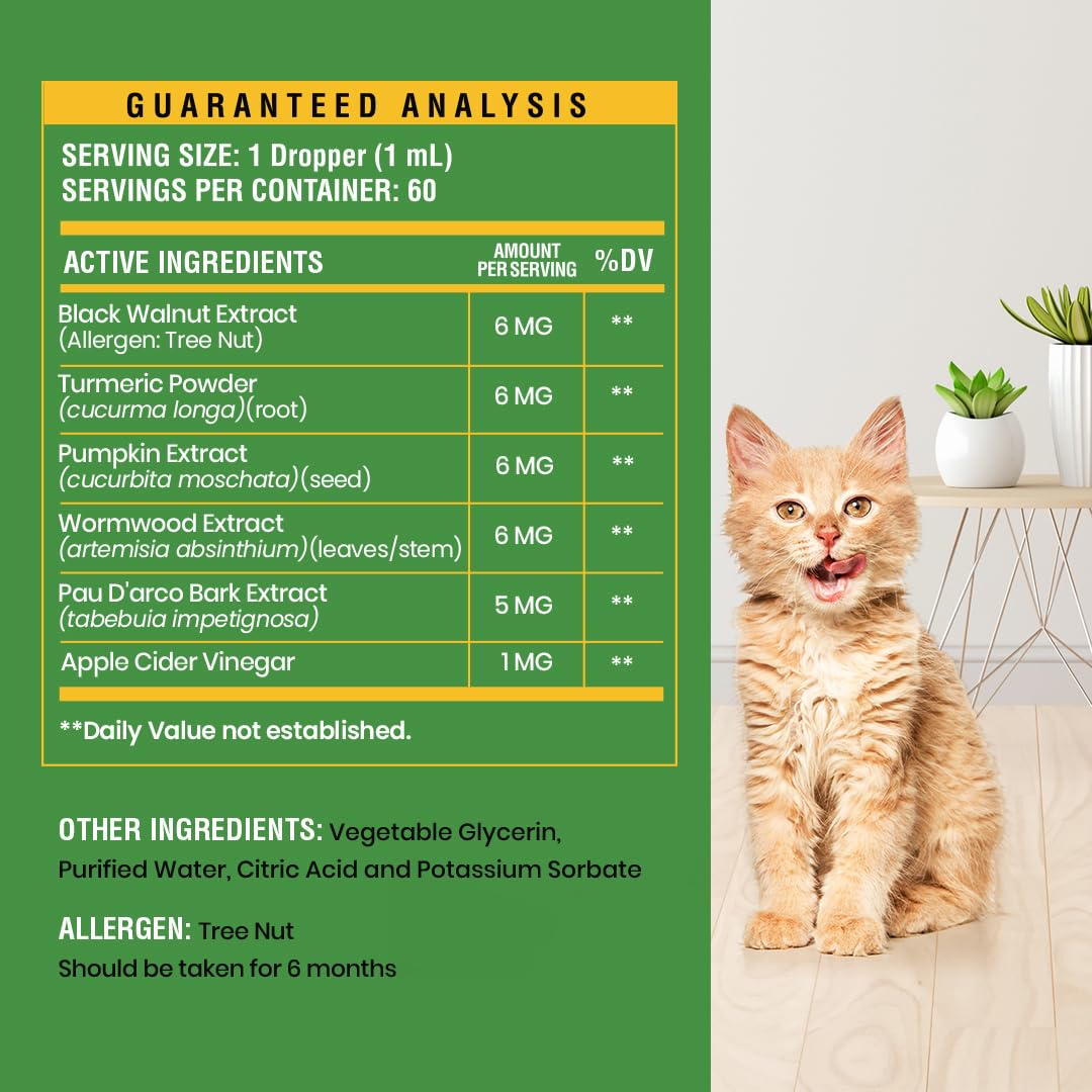 Specifically Formulated for Cats, Natural Broad Spectrum Pet Supplement, Herbal Cleanse, Digestive Support for All Cat Breeds, G