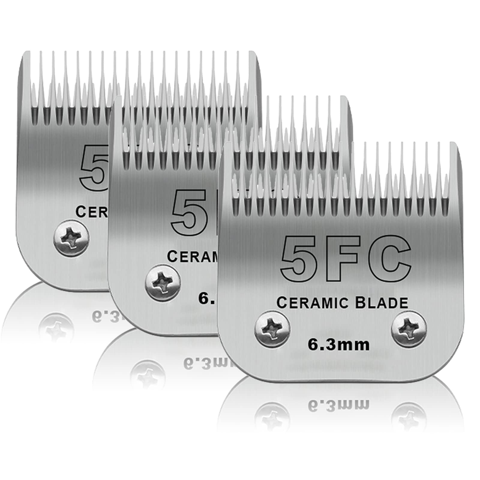 Dodaer 3 Pack 5Fc Detachable Pet Dog Grooming Ceramic Blades,Compatible With Andis,Oster A5,Wahl Km-10 Series,Size 5Fc Blade 1/4