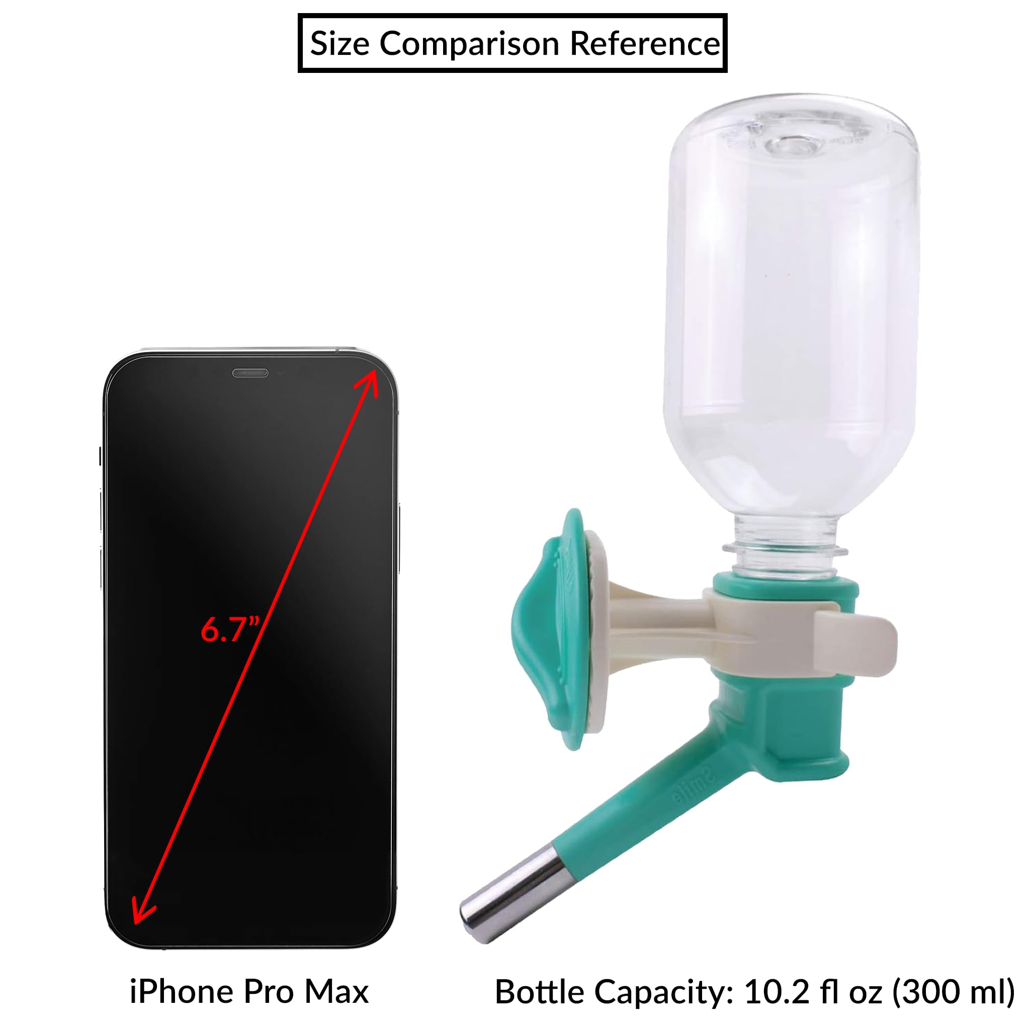 Choco Nose Patented No-Drip Water Bottle/Feeder For Puppies/Toy-Small Breed Dogs/Rabbits/Cats/Chinchillas And Other Small Pets And Animals - For Cages Or Crates 10.2 Oz. Nozzle 13Mm, Aqua (C528)
