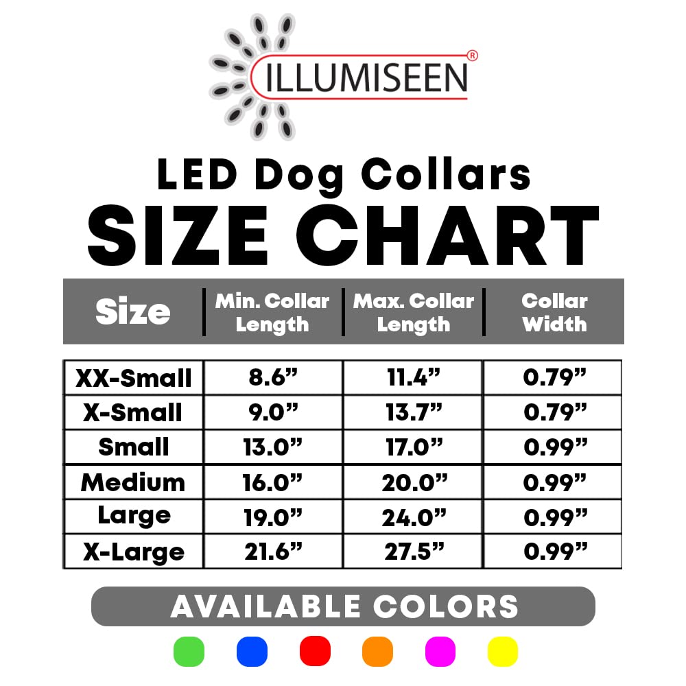 Illumiseen LED Light Up Dog Collar - USB Rechargeable, Weatherproof, X-Large (Bright Orange)