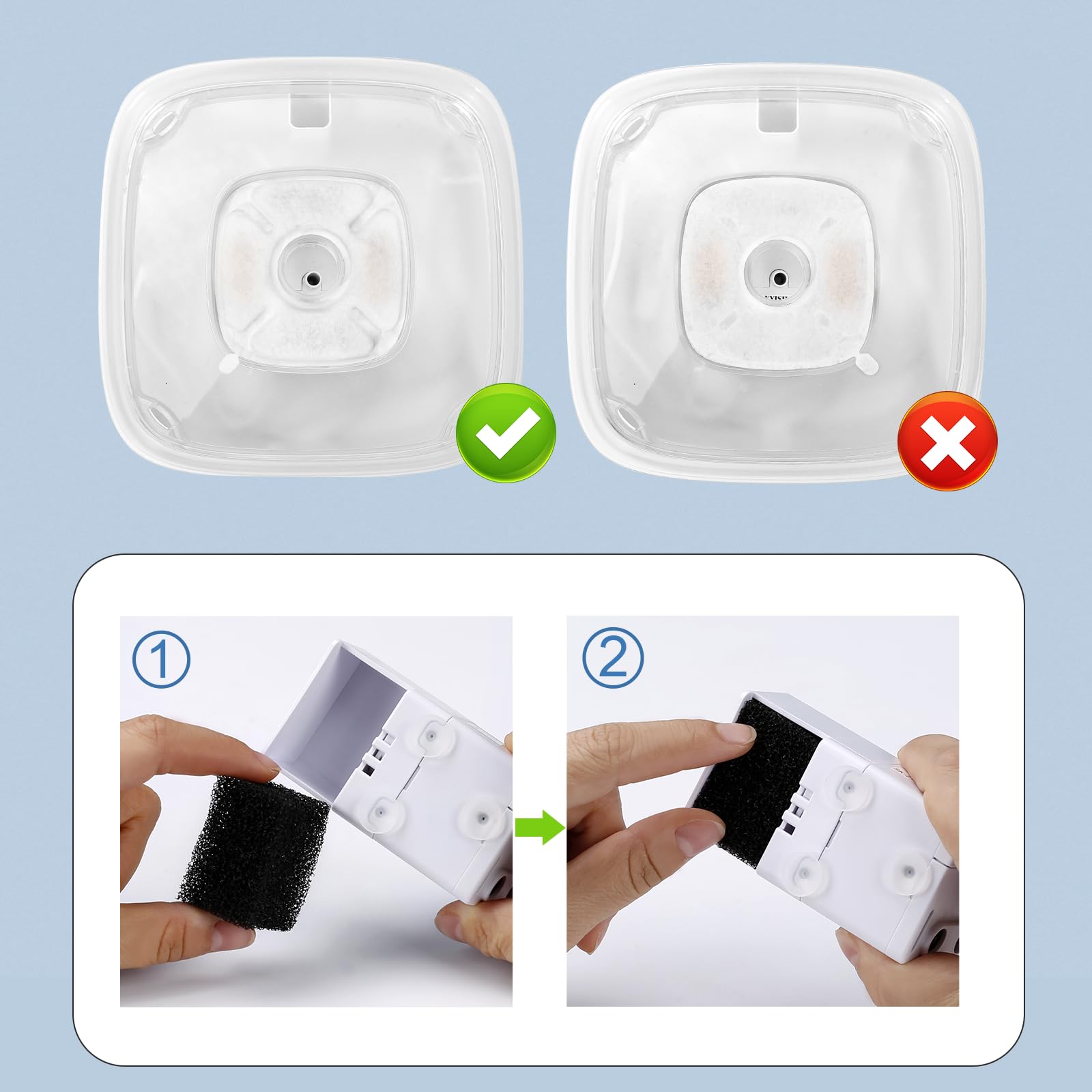 32 Pcs Cat Water Fountain Replacement Filters- 16 Pack Cat Fountain Filters With 16 Pack Pre-Filter Sponges, Pet Fountain Filter