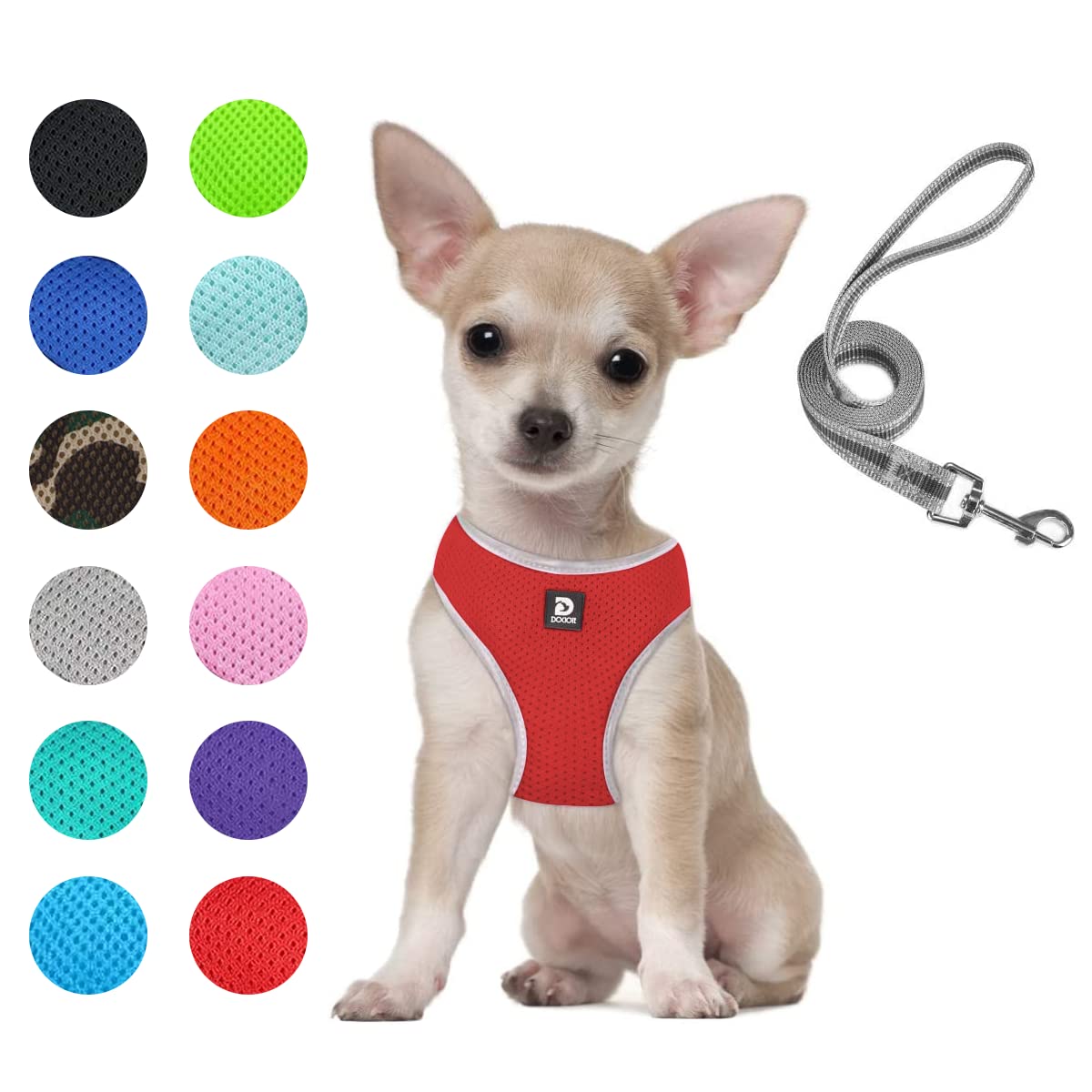 Puppy Harness And Leash Set- Xs And Small Dog Harness- Soft Mesh Halter- Adjustable Reflective Teacup Dog Harness- No Pull No Ch