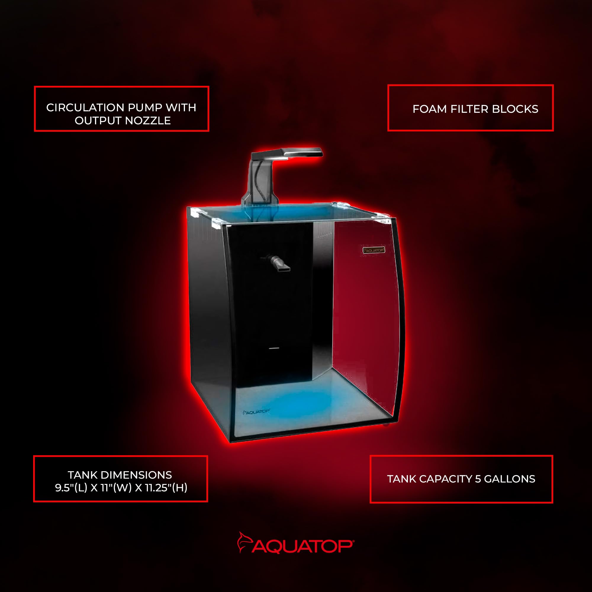 Aquatop 21.6 Gallon Bow Front Glass Aquarium Kit With Filter & Led Light - Complete Desktop Fish Tank For Freshwater & Saltwater