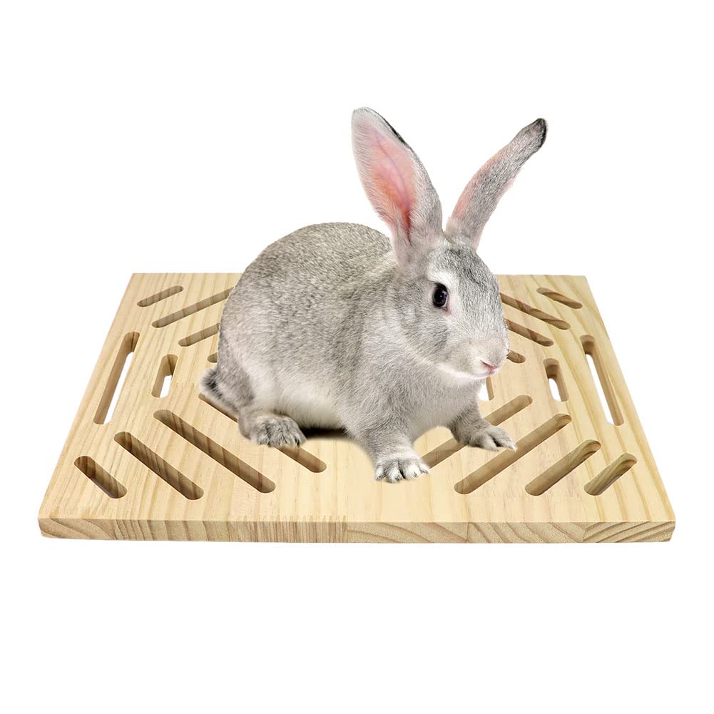 Litewoo Rabbit Scratch Board Foot Pad Mat Chew Toy Grinding Claws Teeth Natural Wood For Small Animal Rabbit Hamster Chinchilla Guinea Pig Ferret Gerbil Bunny Rat Cage Accessories (B)