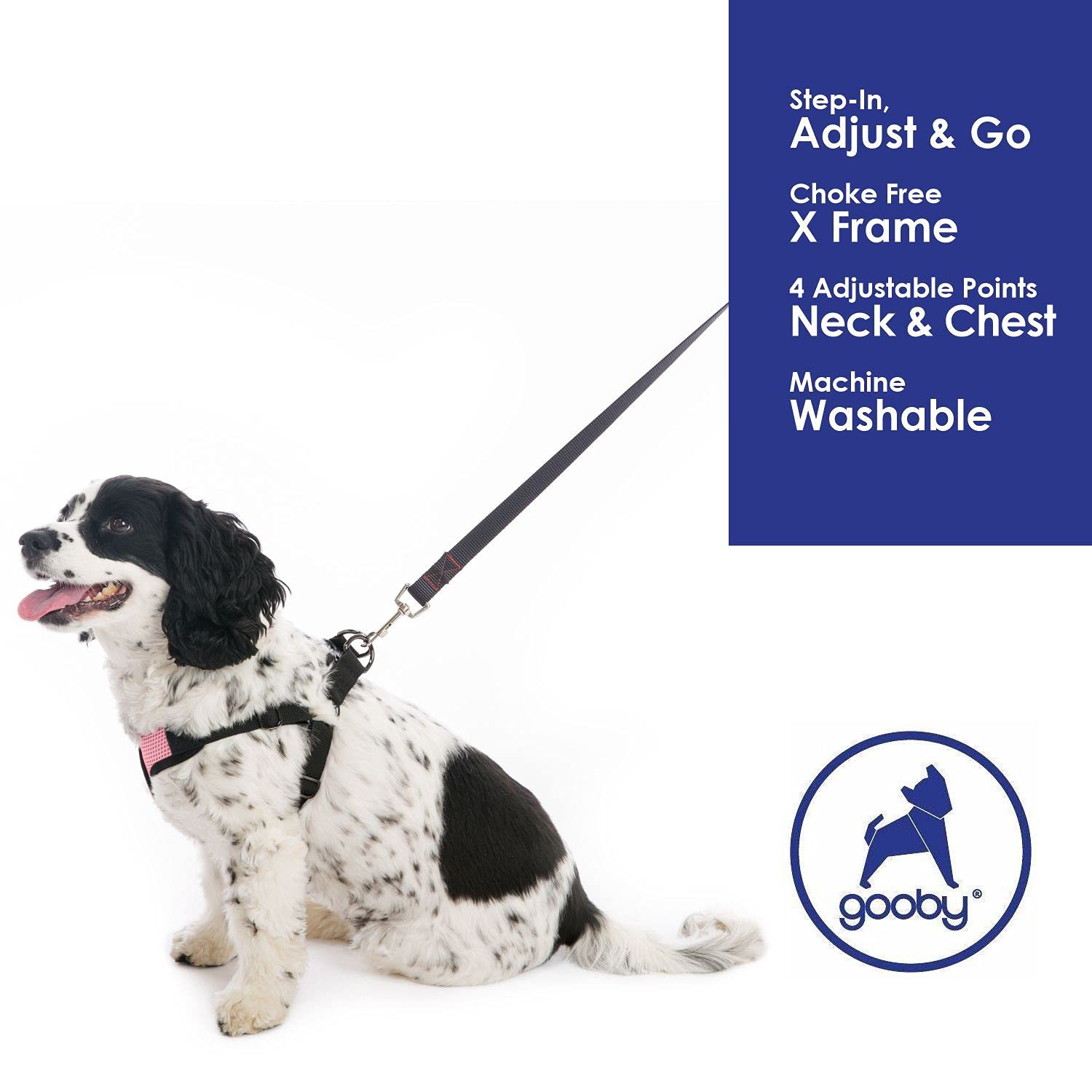 Gooby - Comfort X Step-in Harness, Choke Free Small Dog Harness with Micro Suede Trimming and Patented X Frame, Pink, Small